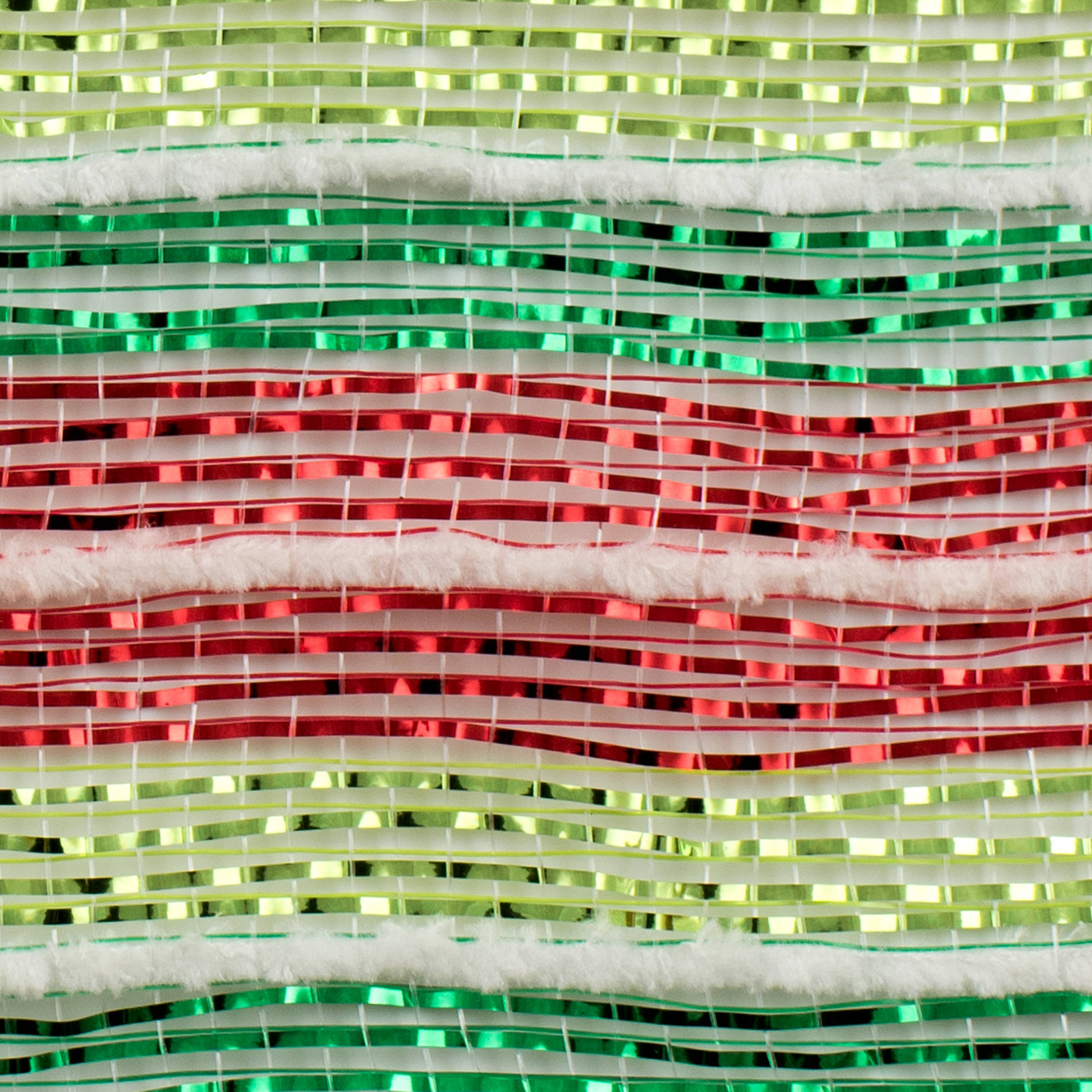 10" Metallic Stripe & White Fuzz Mesh: Red, Lime & Emerald Green detail photo 3