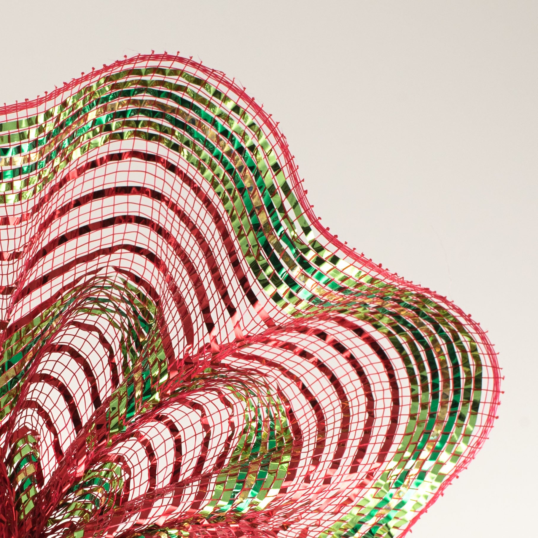 10" Metallic Stripes Deco Mesh: Red & Lime Lifestyle Photo