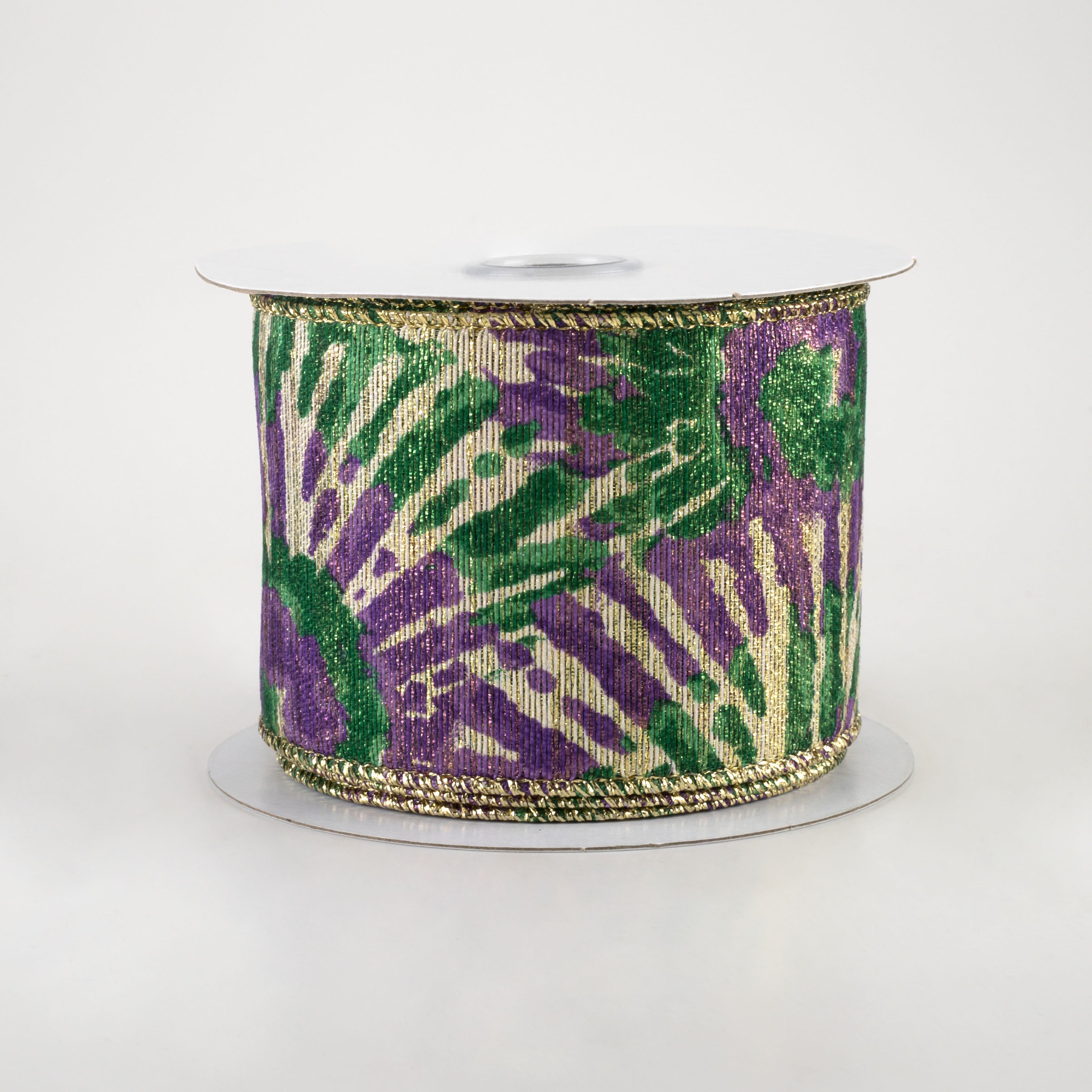 2.5" Metallic Tie Dye Ribbon: Purple, Green, Gold (10 Yards)