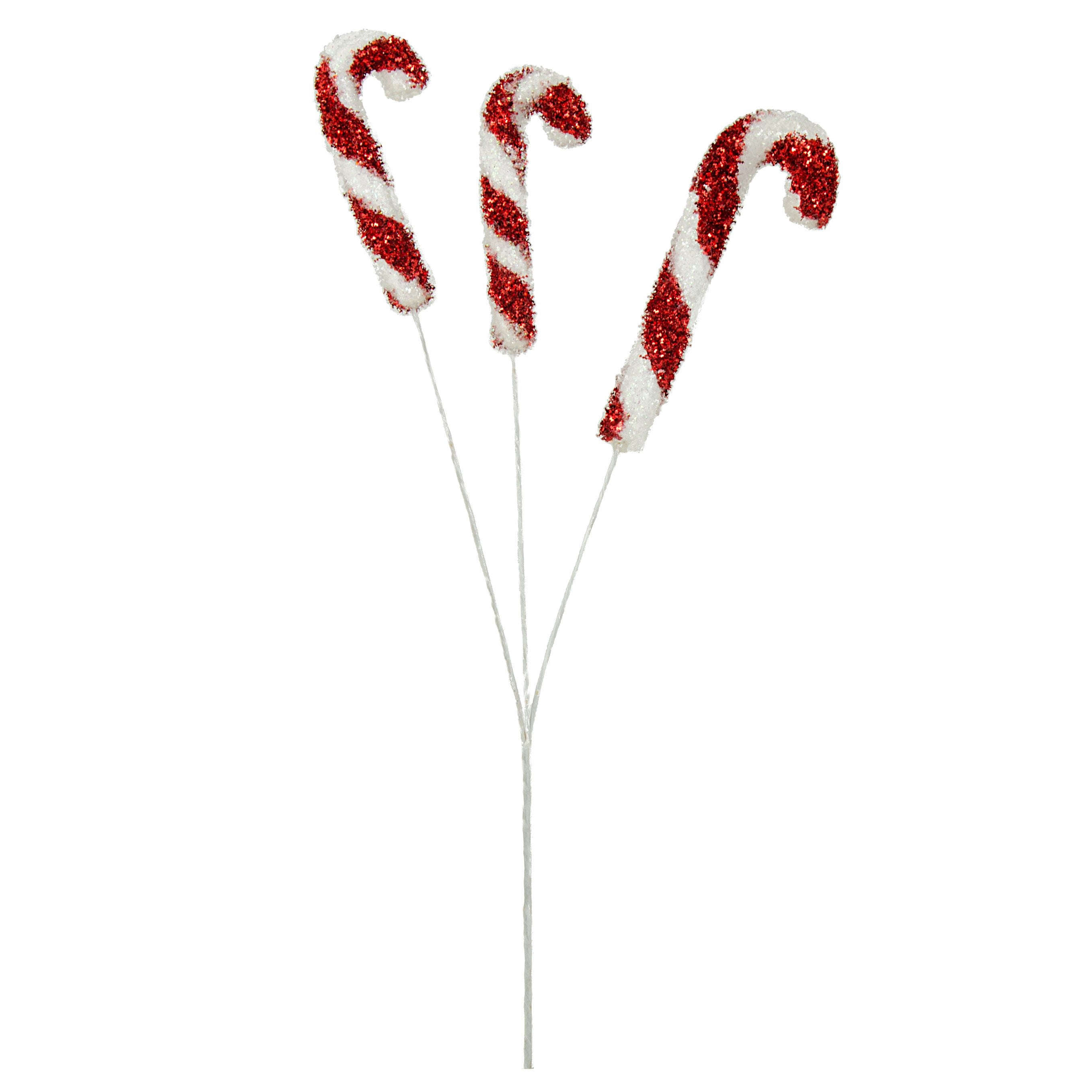 17" Metallic Tinsel Candy Cane Spray: Red/White detail photo 4