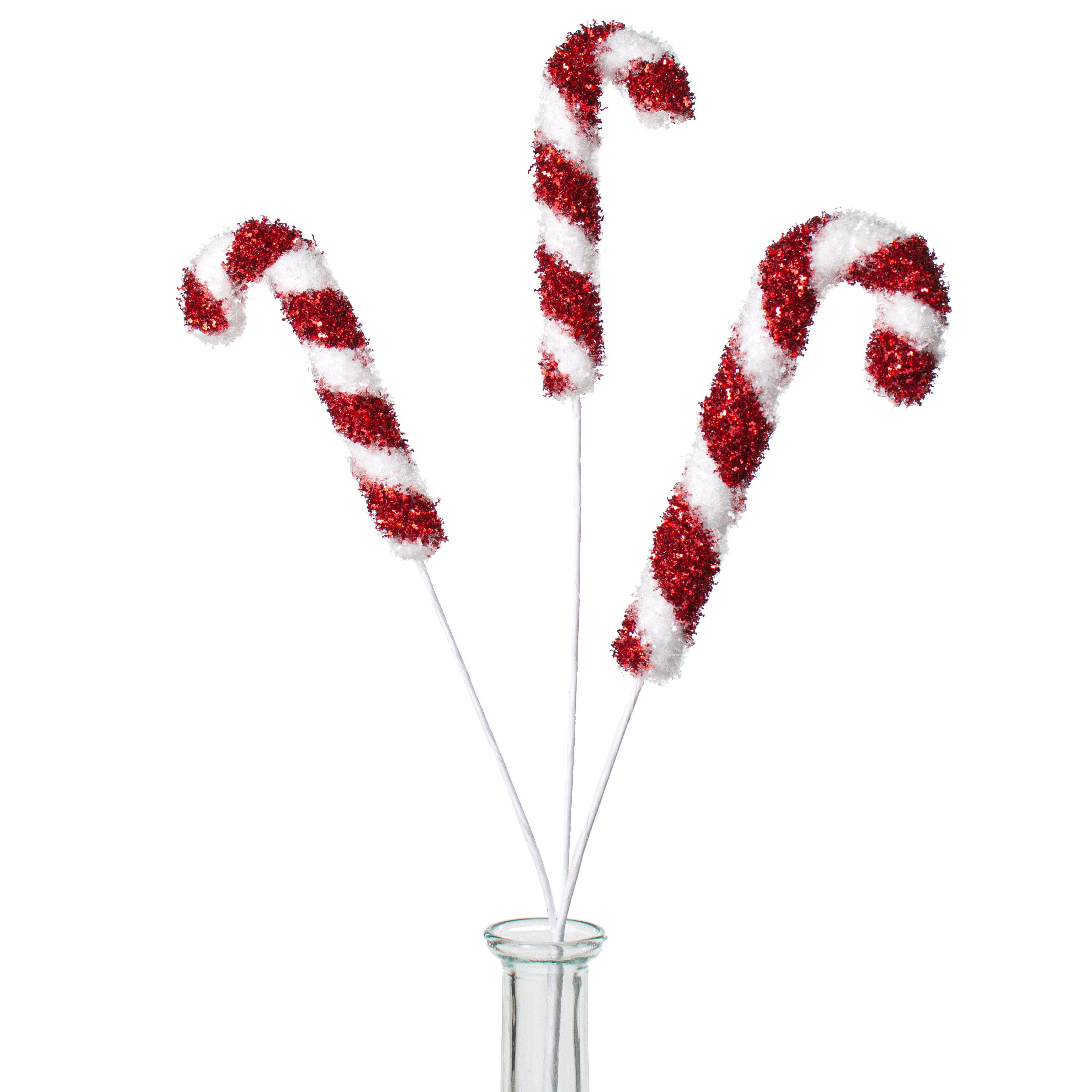 17" Metallic Tinsel Candy Cane Spray: Red/White Item Number: XC107891