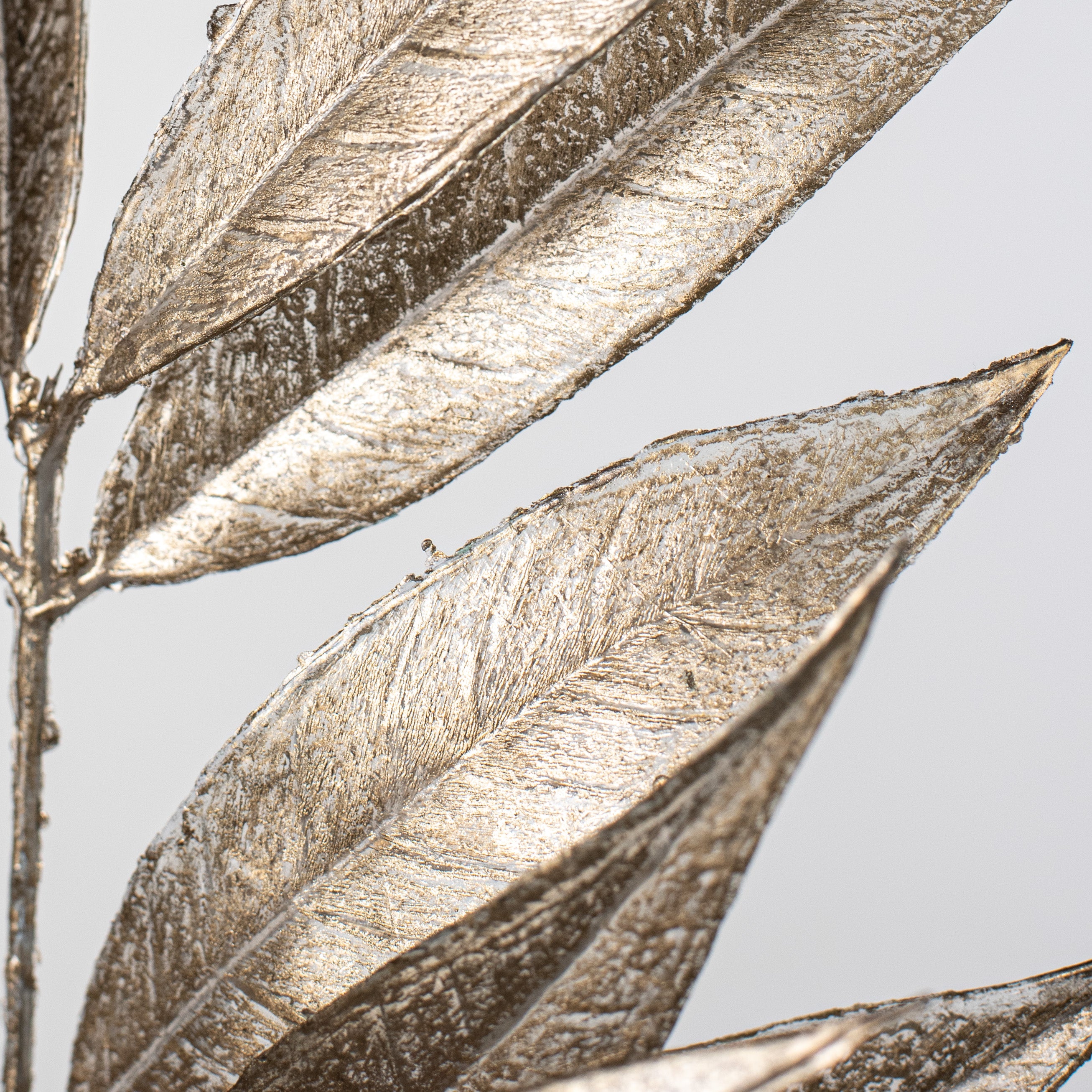 23" Metallic White Willow Leaf Spray: Champagne Lifestyle Photo