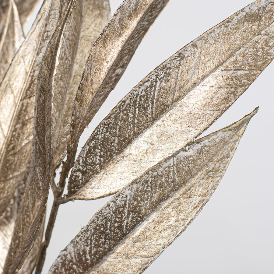 23" Metallic White Willow Leaf Spray: Champagne detail photo 4