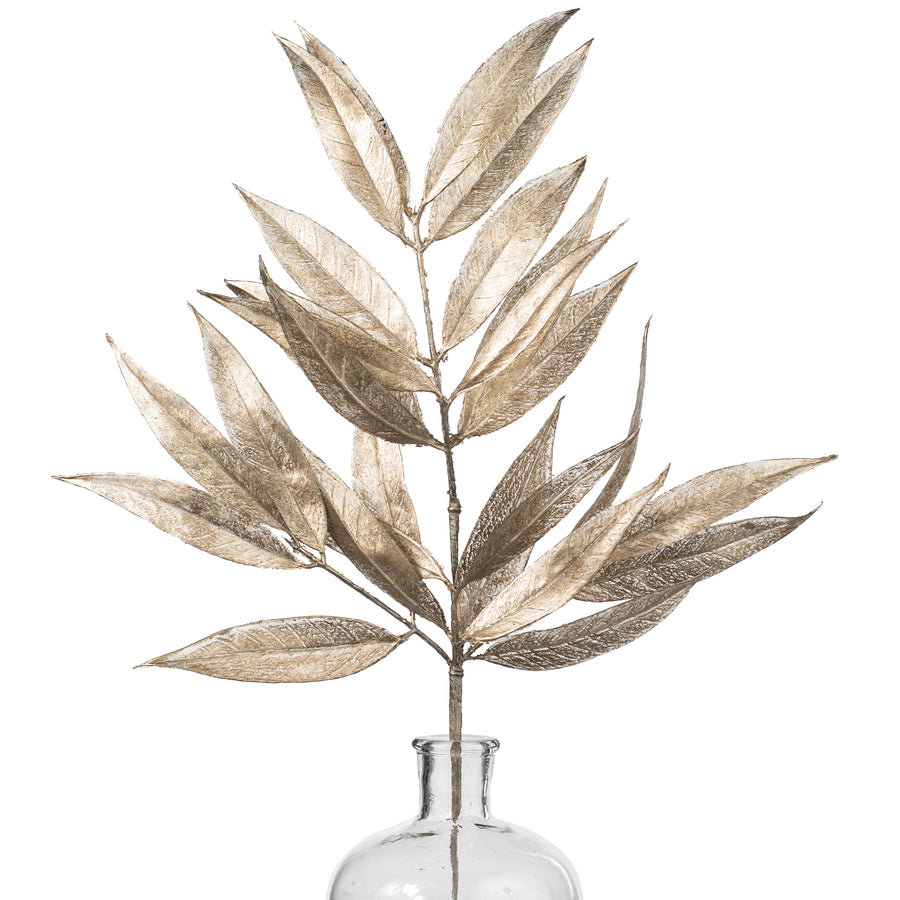 23" Metallic White Willow Leaf Spray: Champagne Item Number: XS223749
