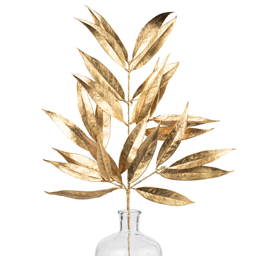 23" Metallic White Willow Leaf Spray: Gold Item Number: XS223608
