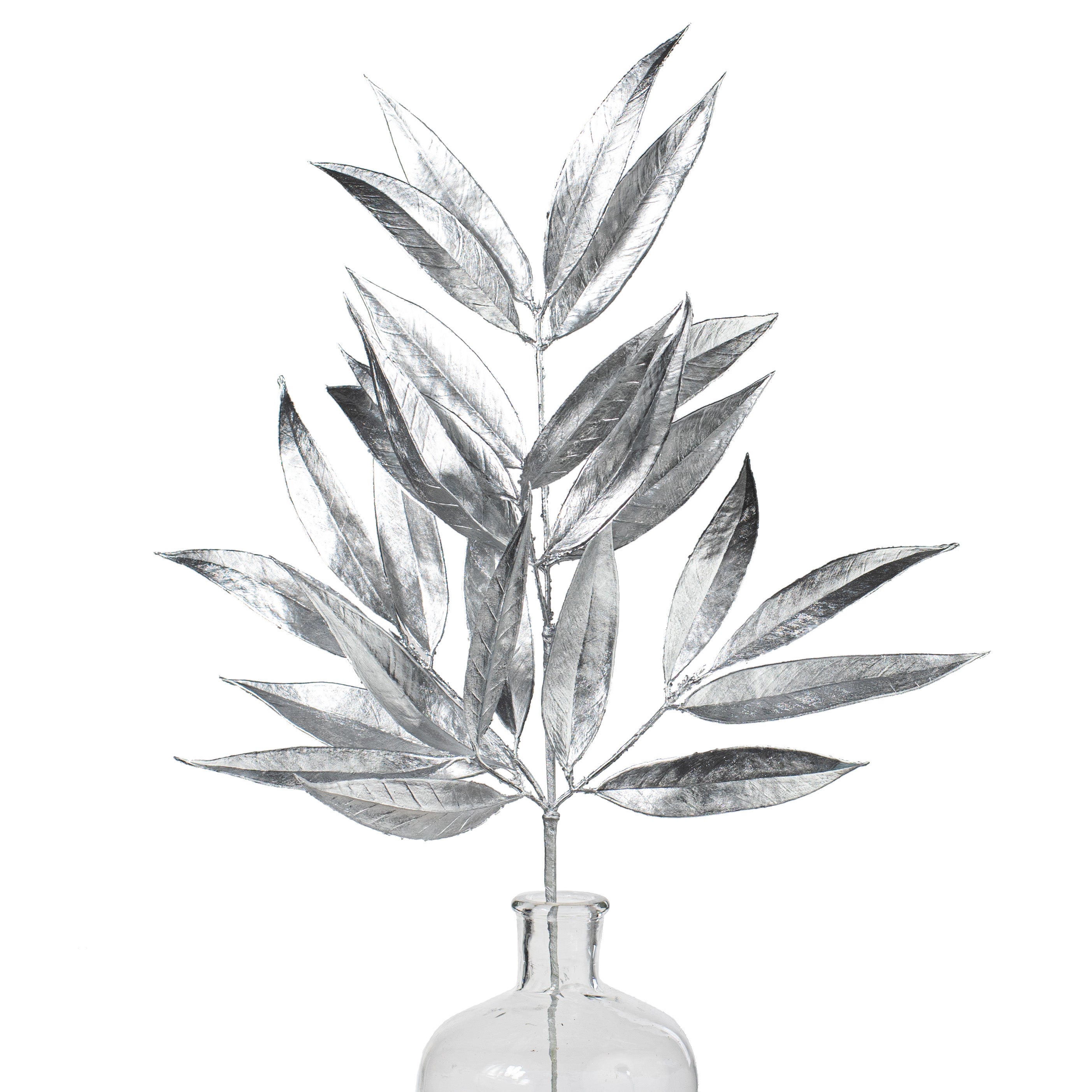 23" Metallic White Willow Leaf Spray: Silver Item Number: XS223626