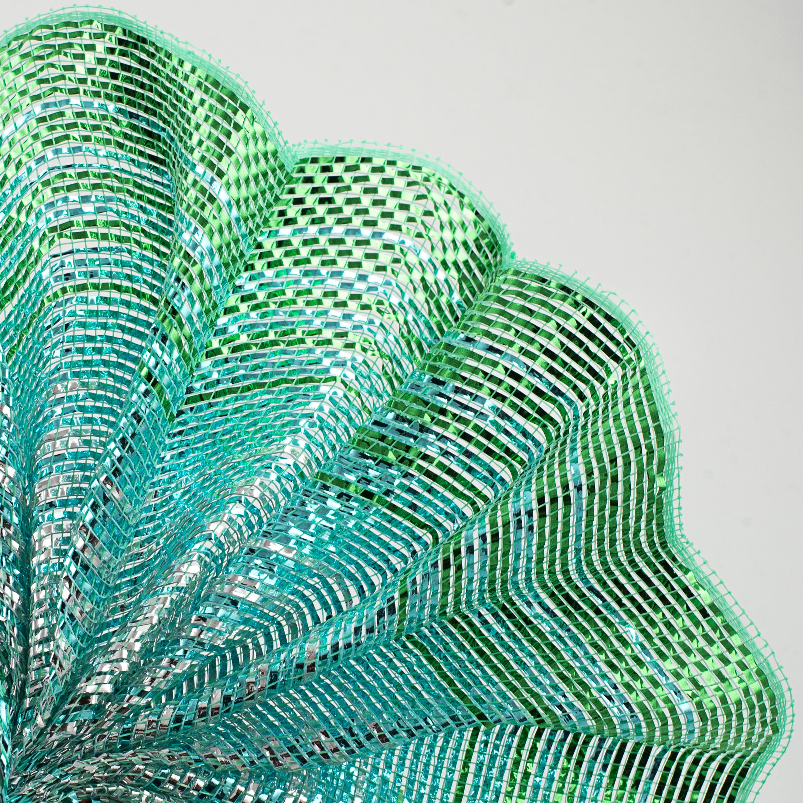 10" Metallic Wide Foil Ombré Mesh: Dark Mint, Ice Blue, Silver Lifestyle Photo