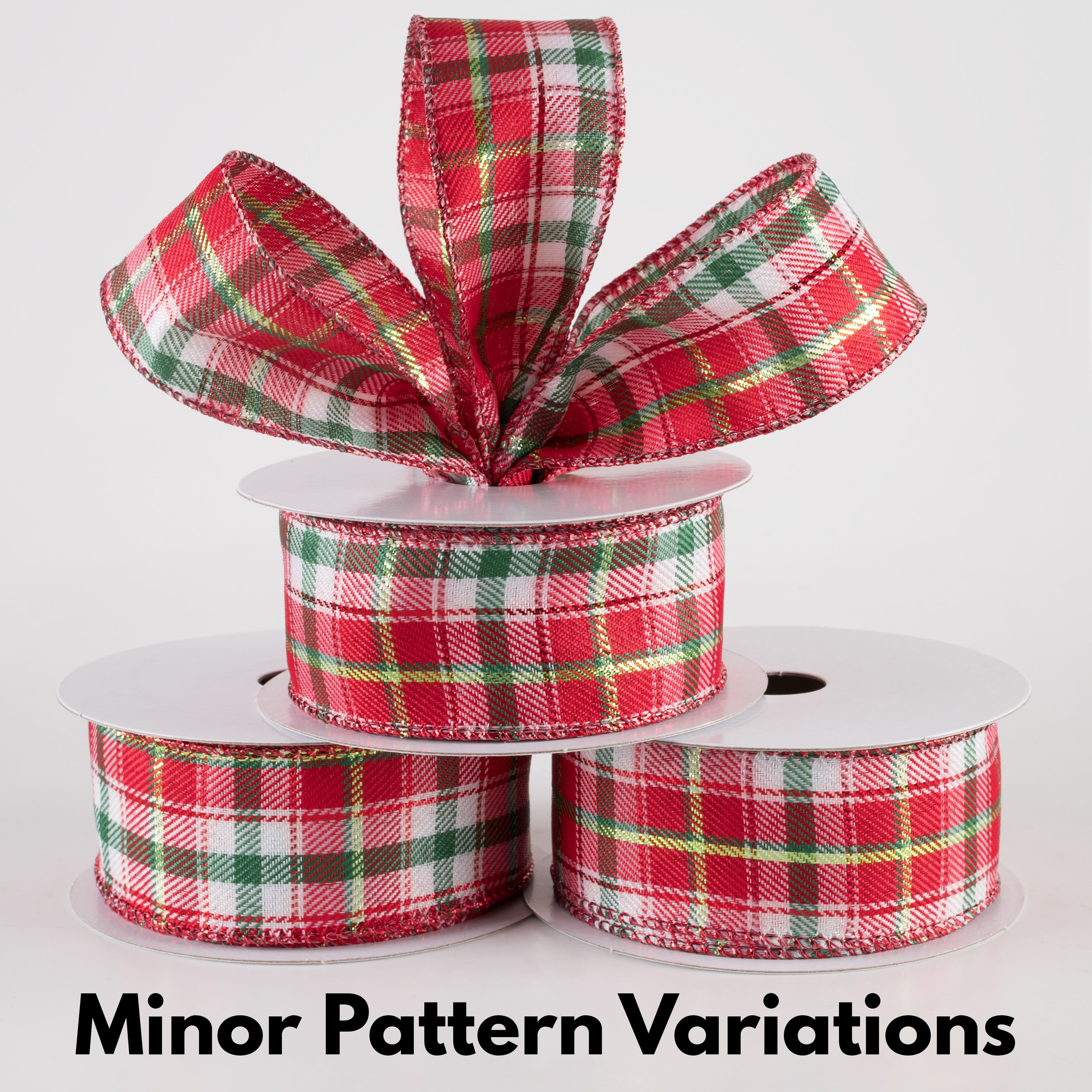 1.5" Metallic Winston Plaid Ribbon: Red, Emerald & Lime (10 Yards) Lifestyle Photo