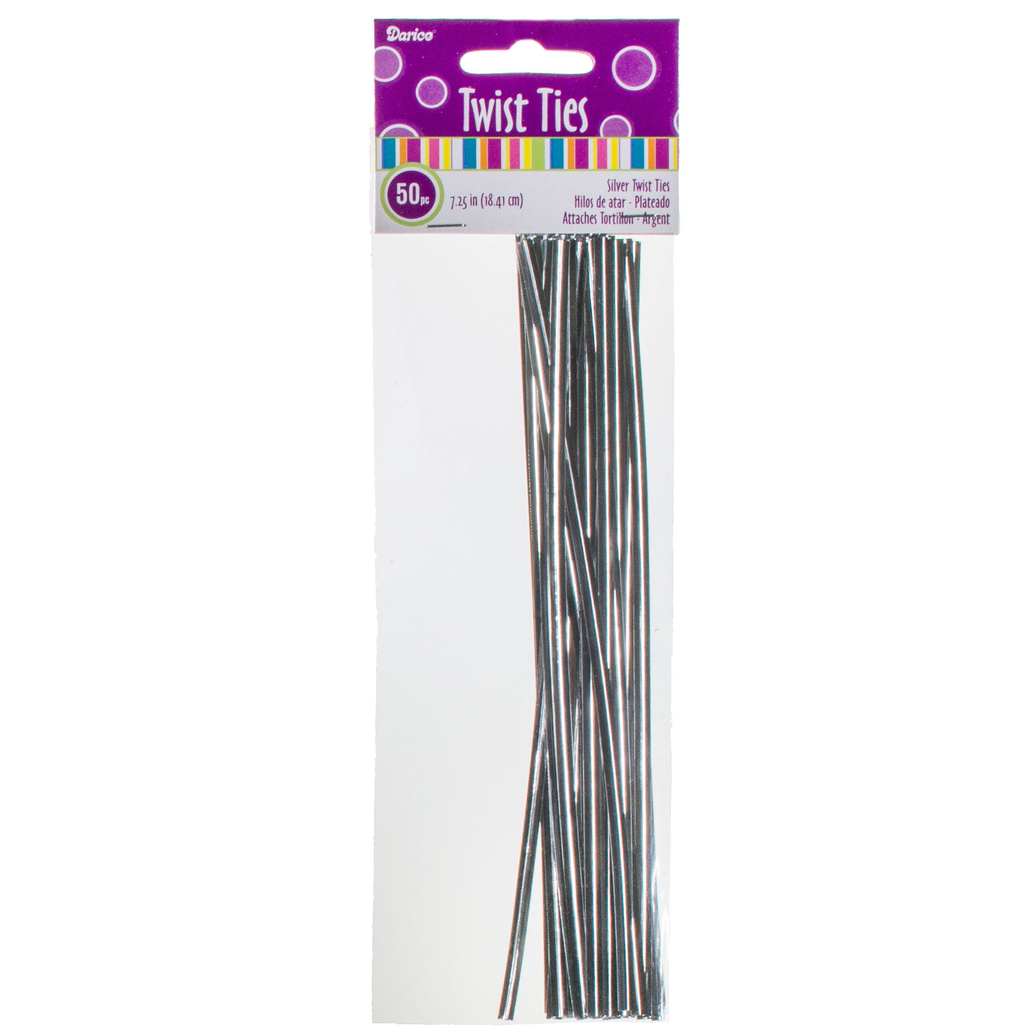 7.25" Metallic Wire Twist Ties: Silver (50) Item Number: 28-009