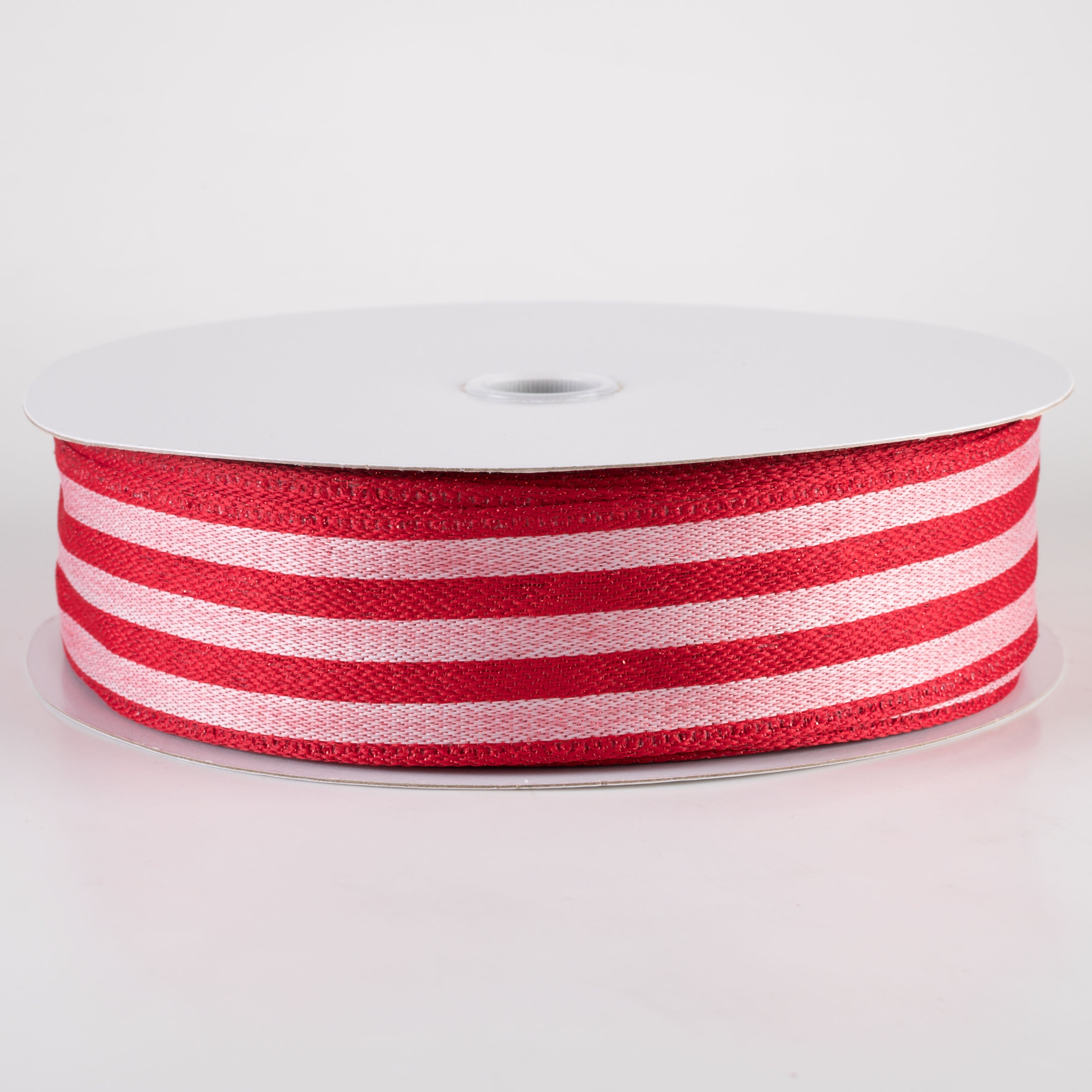 1.5" Metallic Woven Cabana Stripe Ribbon: Red & Pink (50 Yards) Item Number: 875-09-460