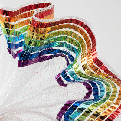 10" Metallic XL Wide Foil Border Mesh: Rainbow Lifestyle Photo