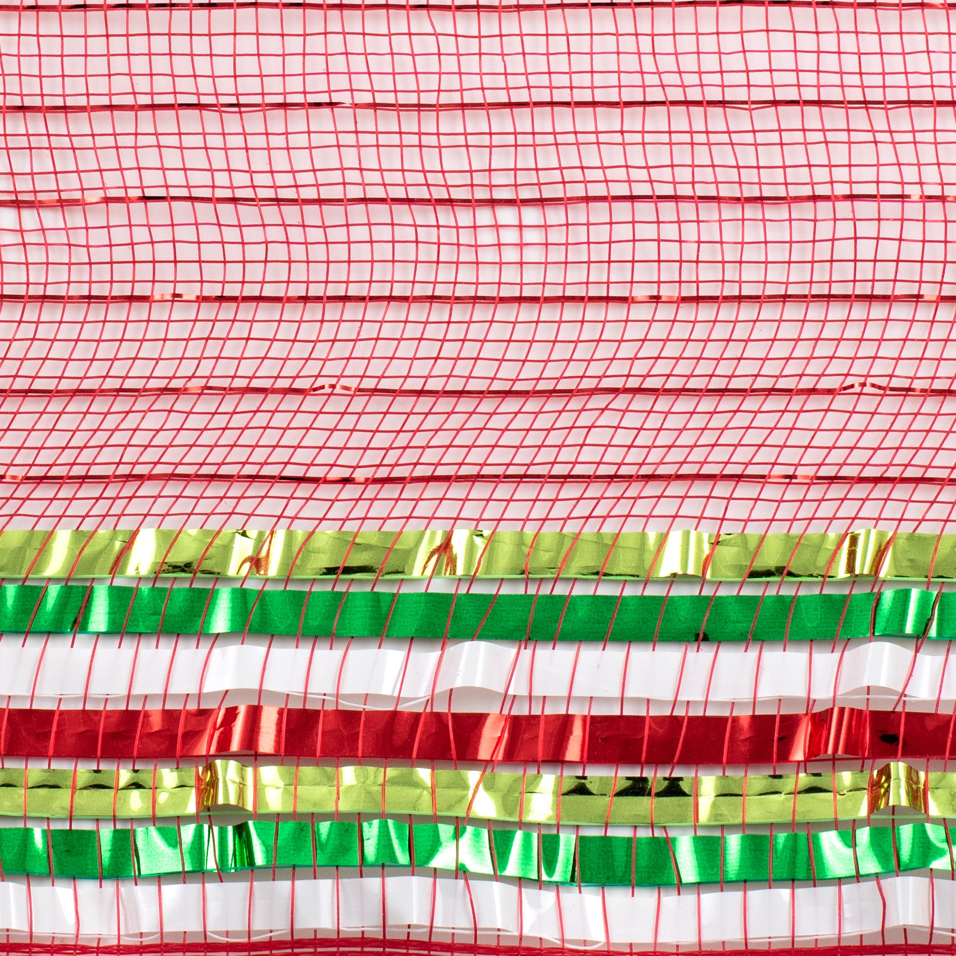 10" Metallic XL Wide Foil Border Mesh: Red, White, Emerald, Lime detail photo 3