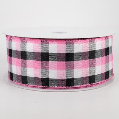 2.5" Milos Check Ribbon: Pink, Black, White (50 Yards)