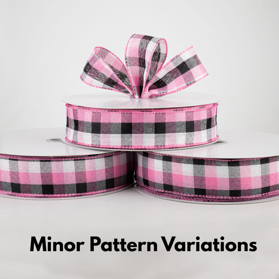 1.5" Milos Check Ribbon: Pink, Black, White (50 Yards) Lifestyle Photo