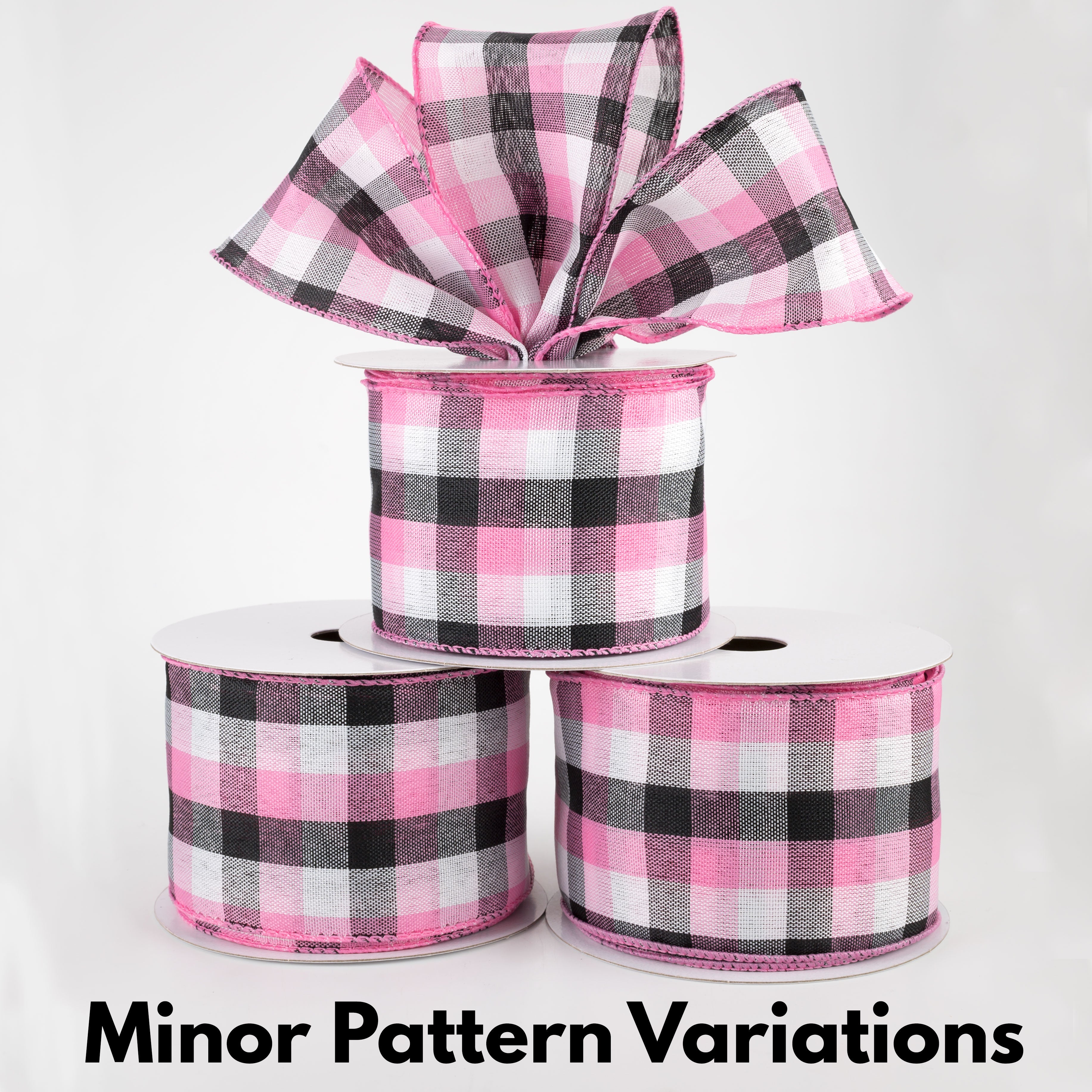 2.5" Milos Check Ribbon: Pink, Black, White (10 Yards) Lifestyle Photo