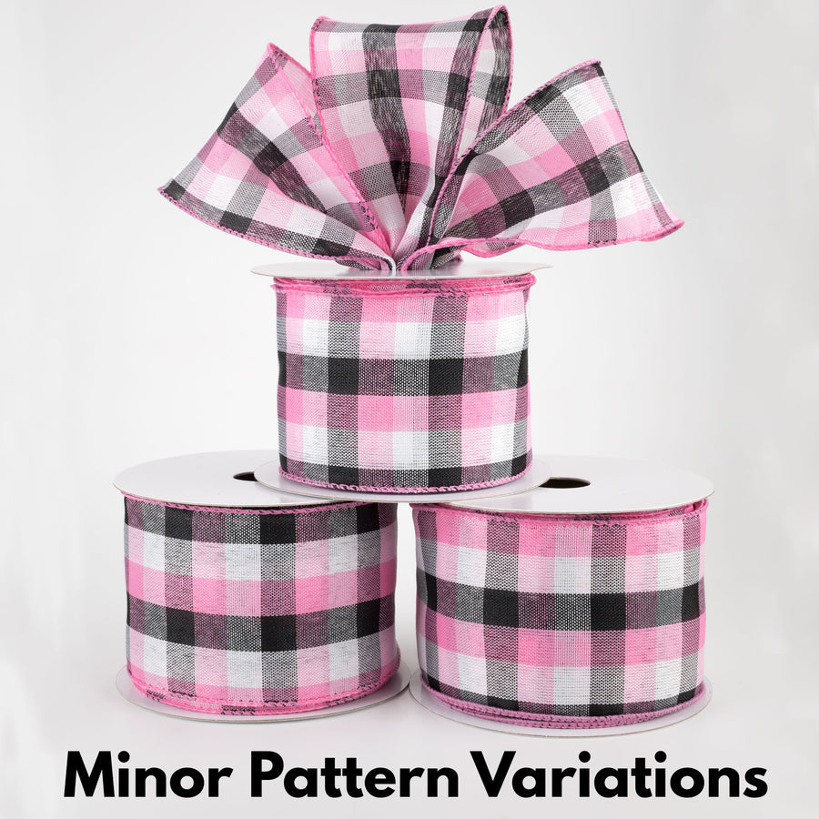 2.5" Milos Check Ribbon: Pink, Black, White (10 Yards) Lifestyle Photo