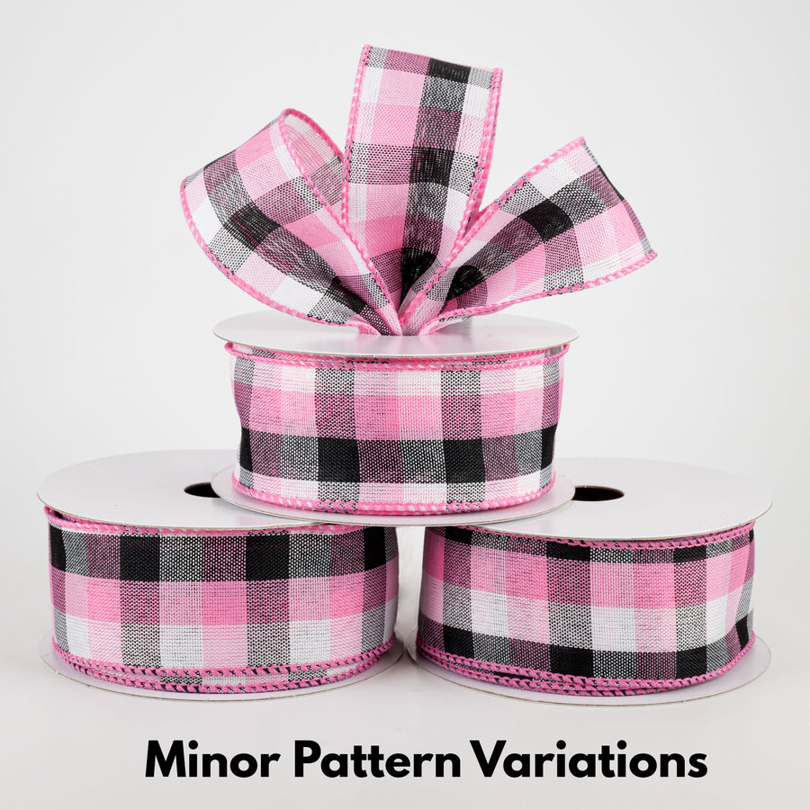 1.5" Milos Check Ribbon: Pink, Black, White (10 Yards) Lifestyle Photo