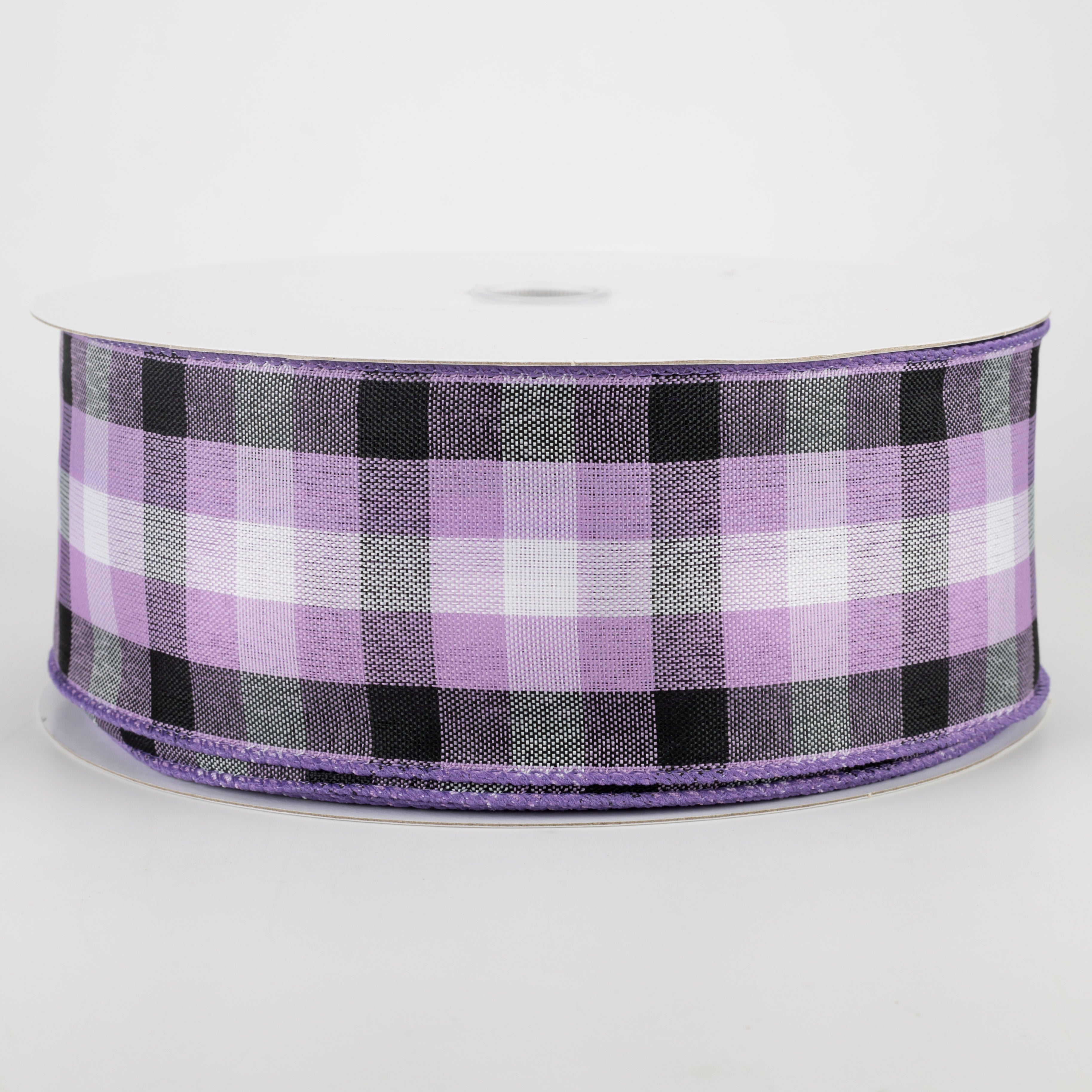 2.5" Milos Check Ribbon: Purple, Black, White (50 Yards) Item Number: 841-40-129