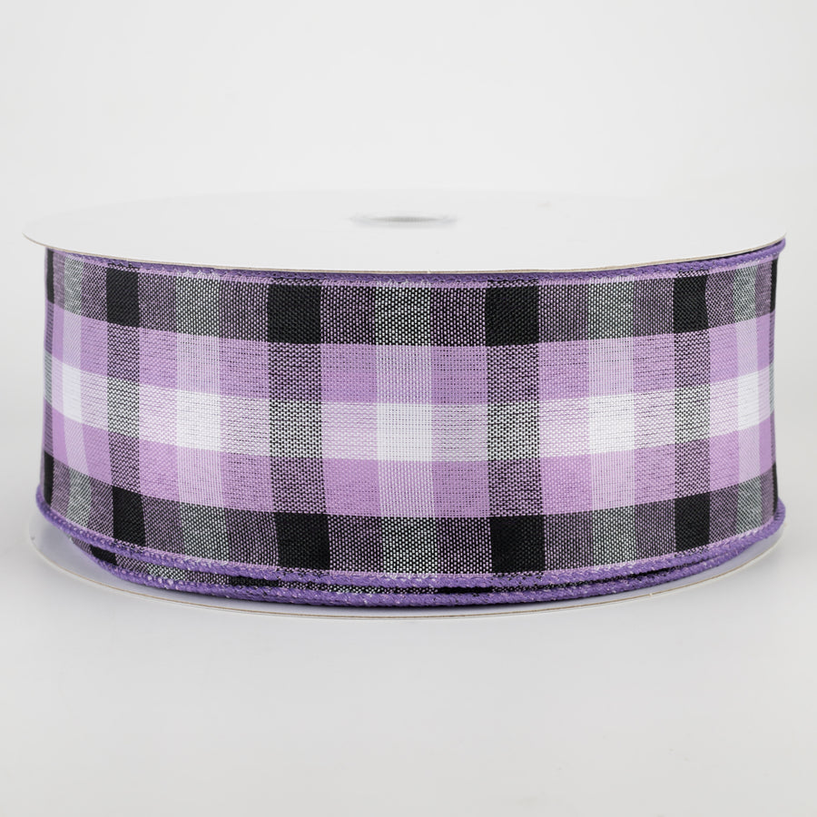 2.5" Milos Check Ribbon: Purple, Black, White (50 Yards) Item Number: 841-40-129