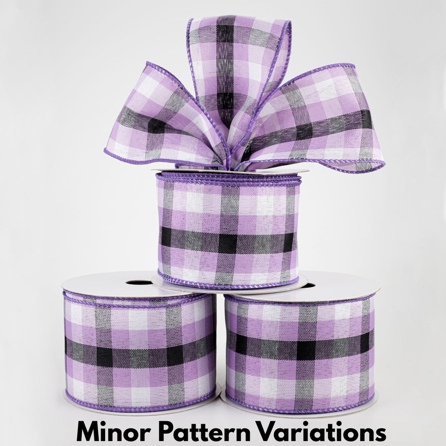 2.5" Milos Check Ribbon: Purple, Black, White (10 Yards) Lifestyle Photo