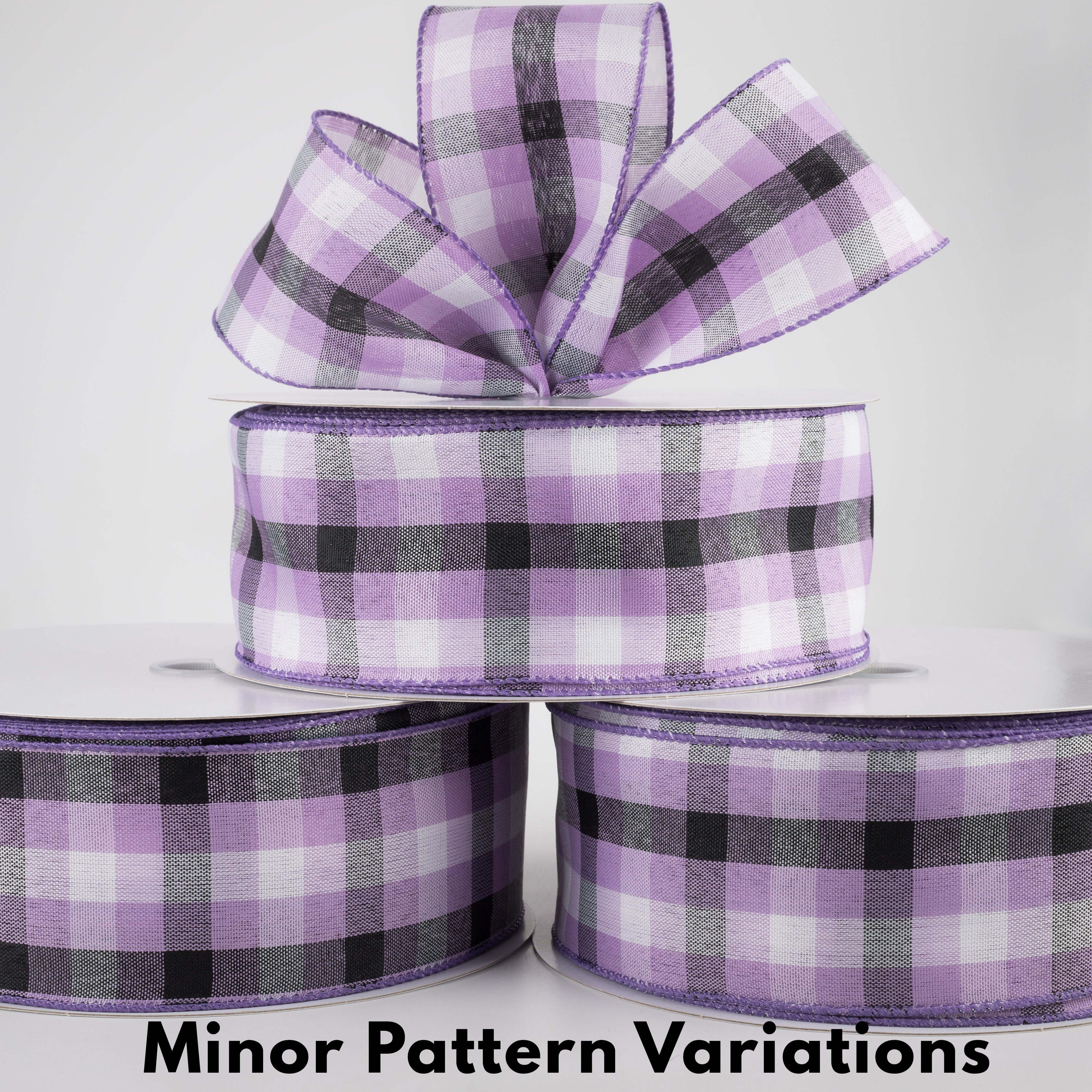 2.5" Milos Check Ribbon: Purple, Black, White (50 Yards) Lifestyle Photo