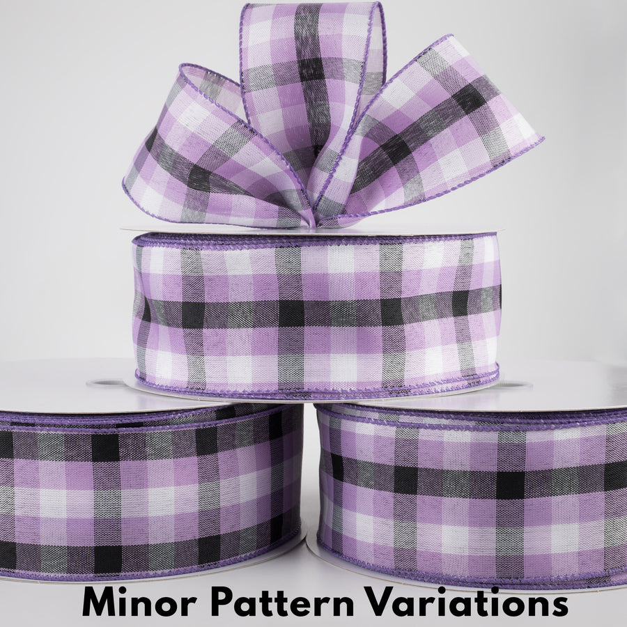 2.5" Milos Check Ribbon: Purple, Black, White (50 Yards) Lifestyle Photo