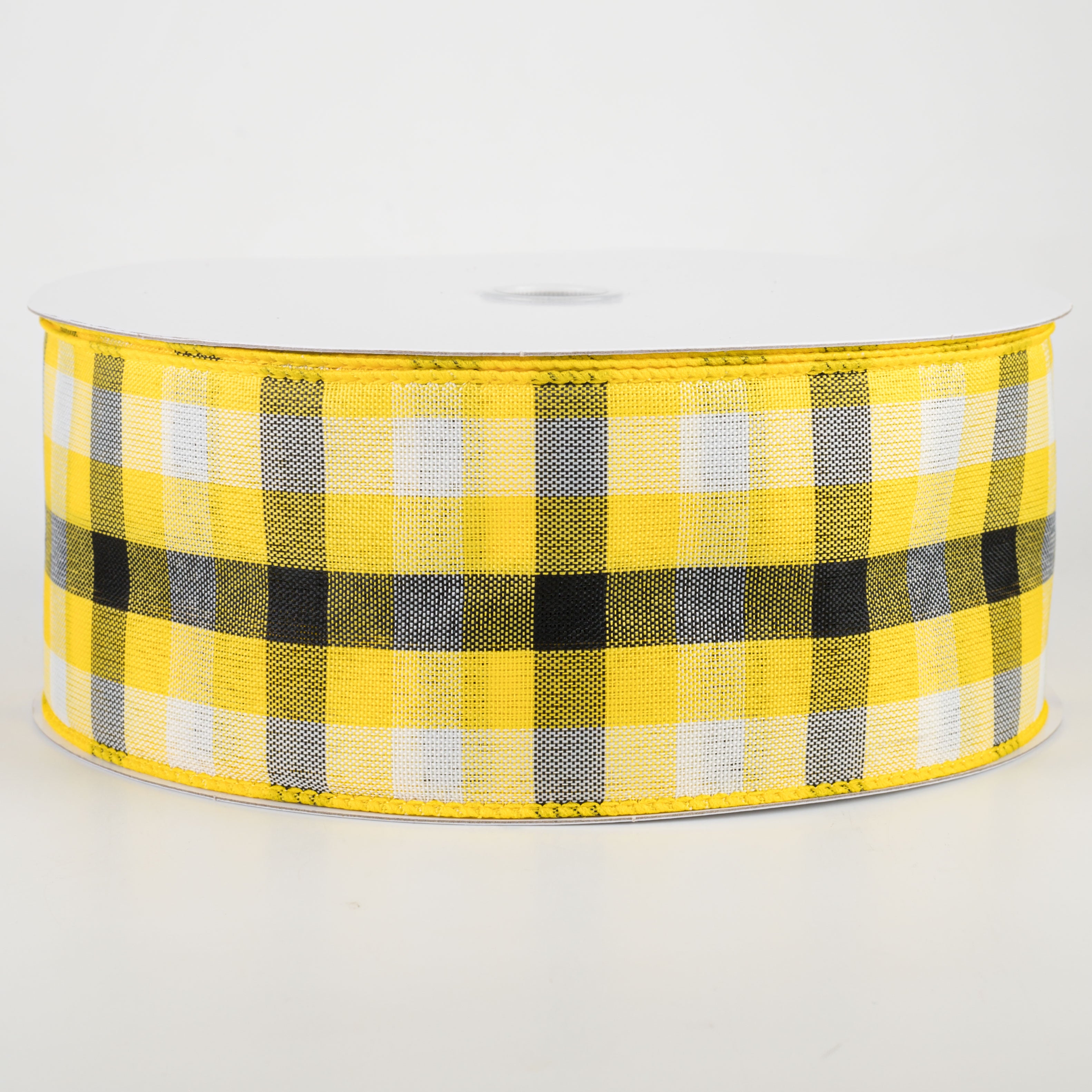 2.5" Milos Check Ribbon: Yellow, Black, White (50 Yards)