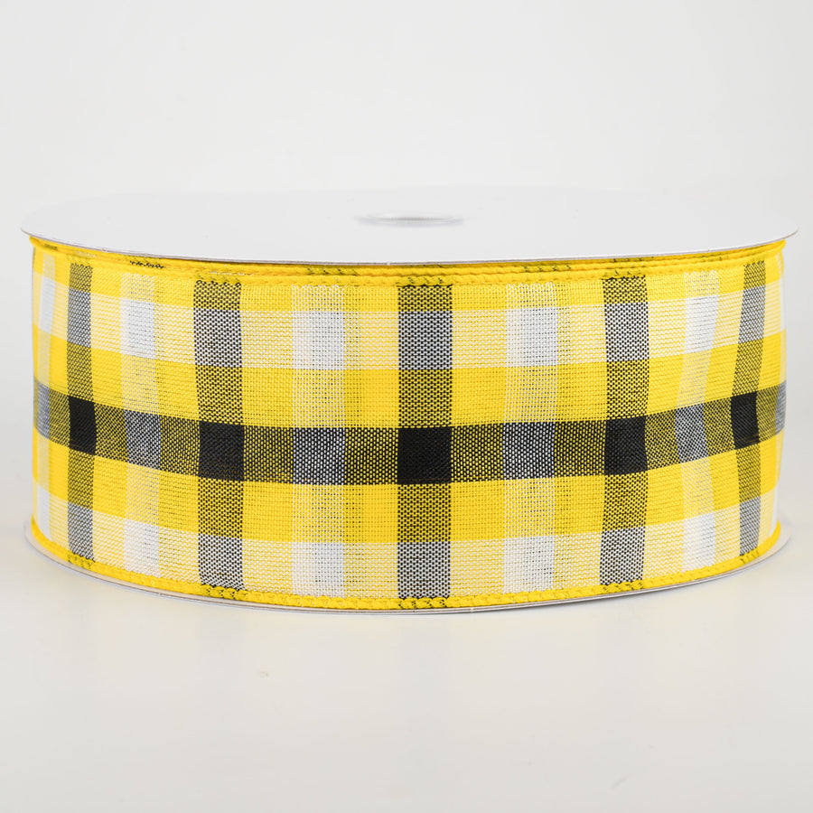 2.5" Milos Check Ribbon: Yellow, Black, White (50 Yards)