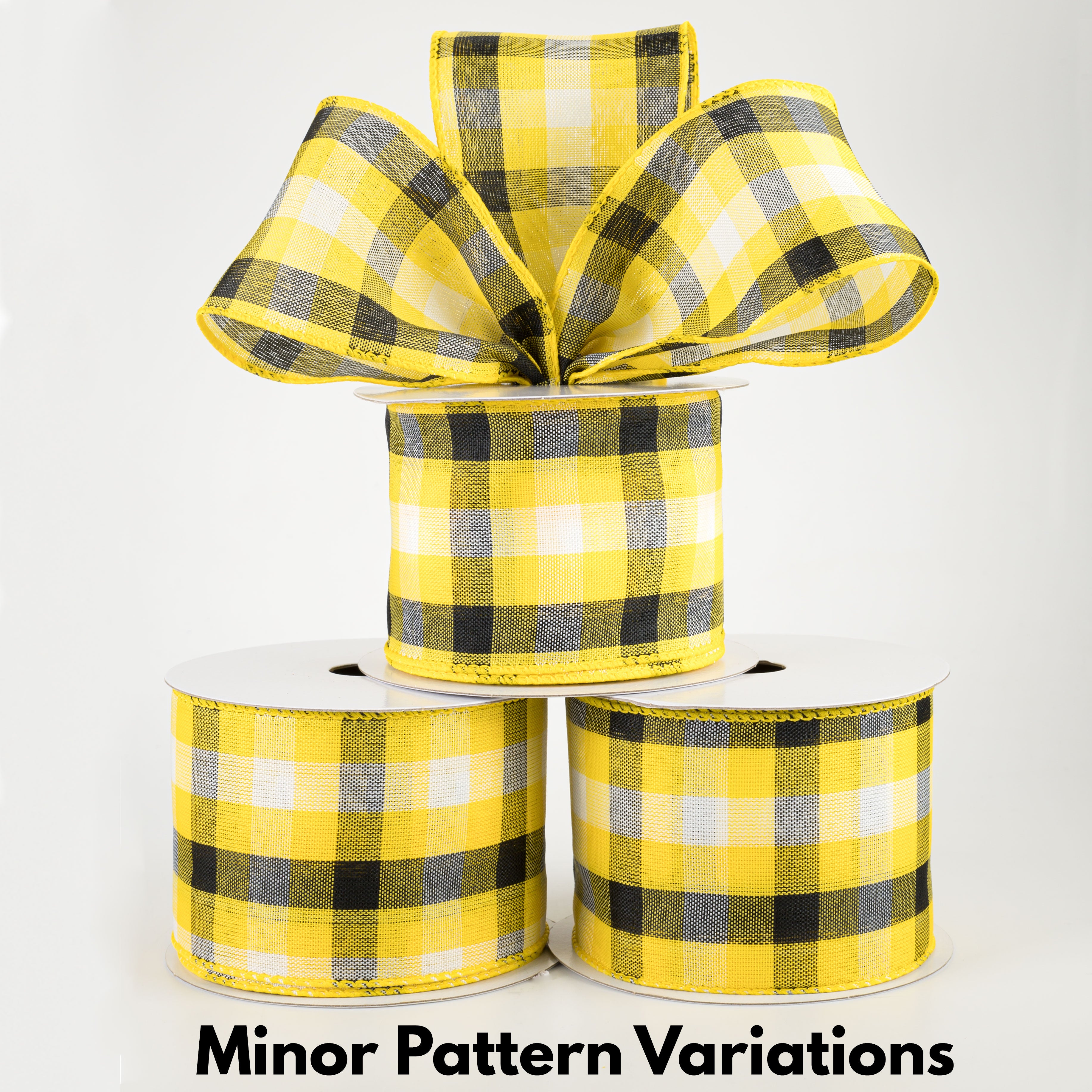 2.5" Milos Check Ribbon: Yellow, Black, White (10 Yards) Lifestyle Photo