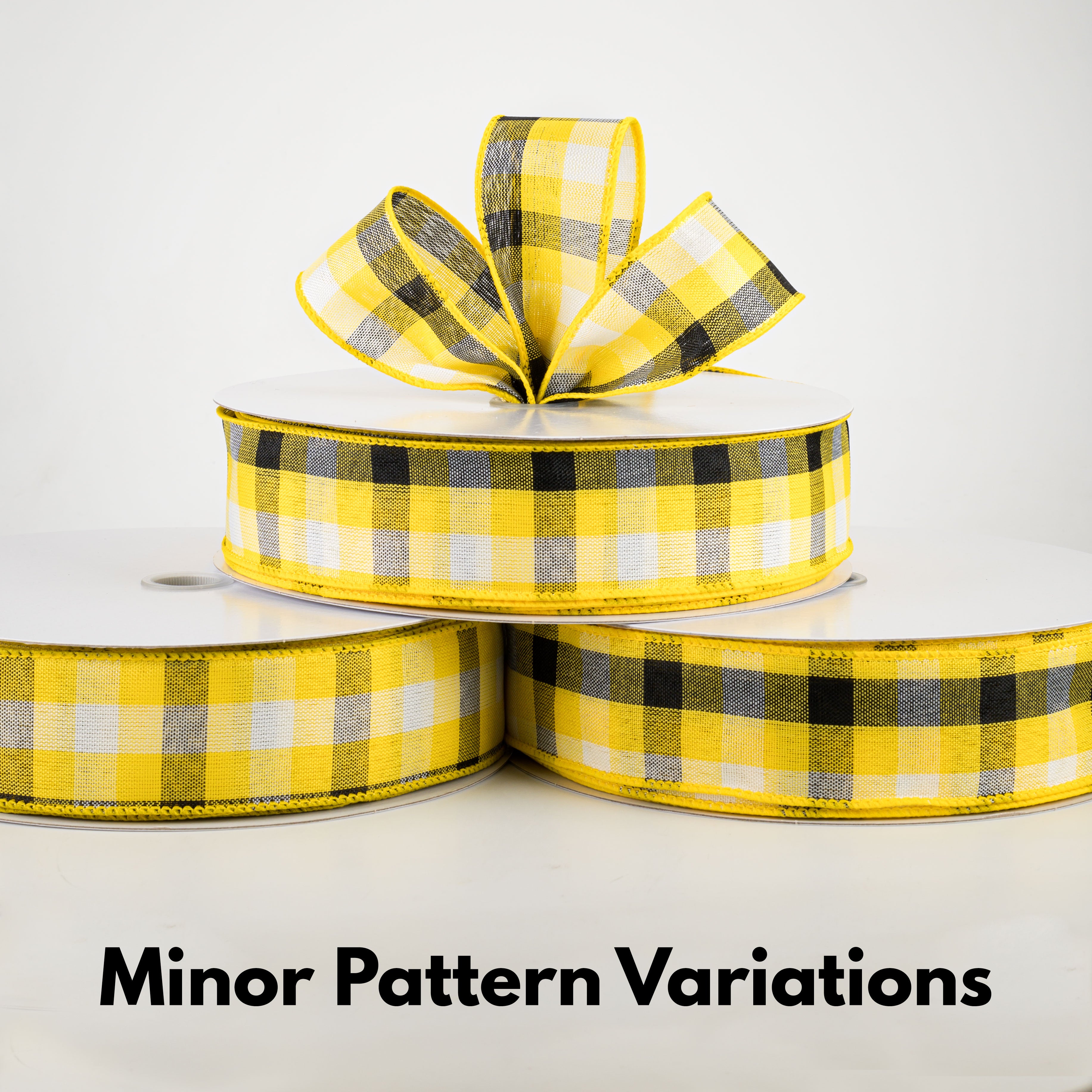 1.5" Milos Check Ribbon: Yellow, Black, White (50 Yards) Lifestyle Photo