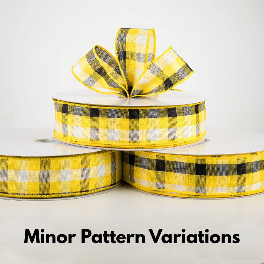 1.5" Milos Check Ribbon: Yellow, Black, White (50 Yards) Lifestyle Photo