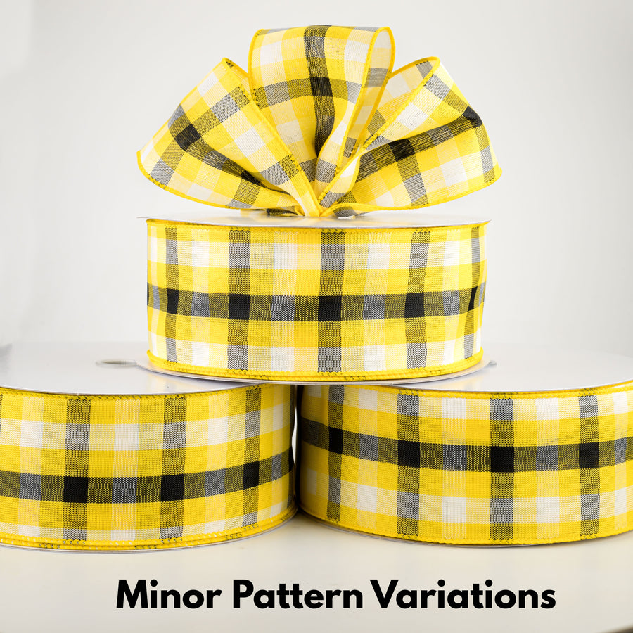 2.5" Milos Check Ribbon: Yellow, Black, White (50 Yards) Lifestyle Photo
