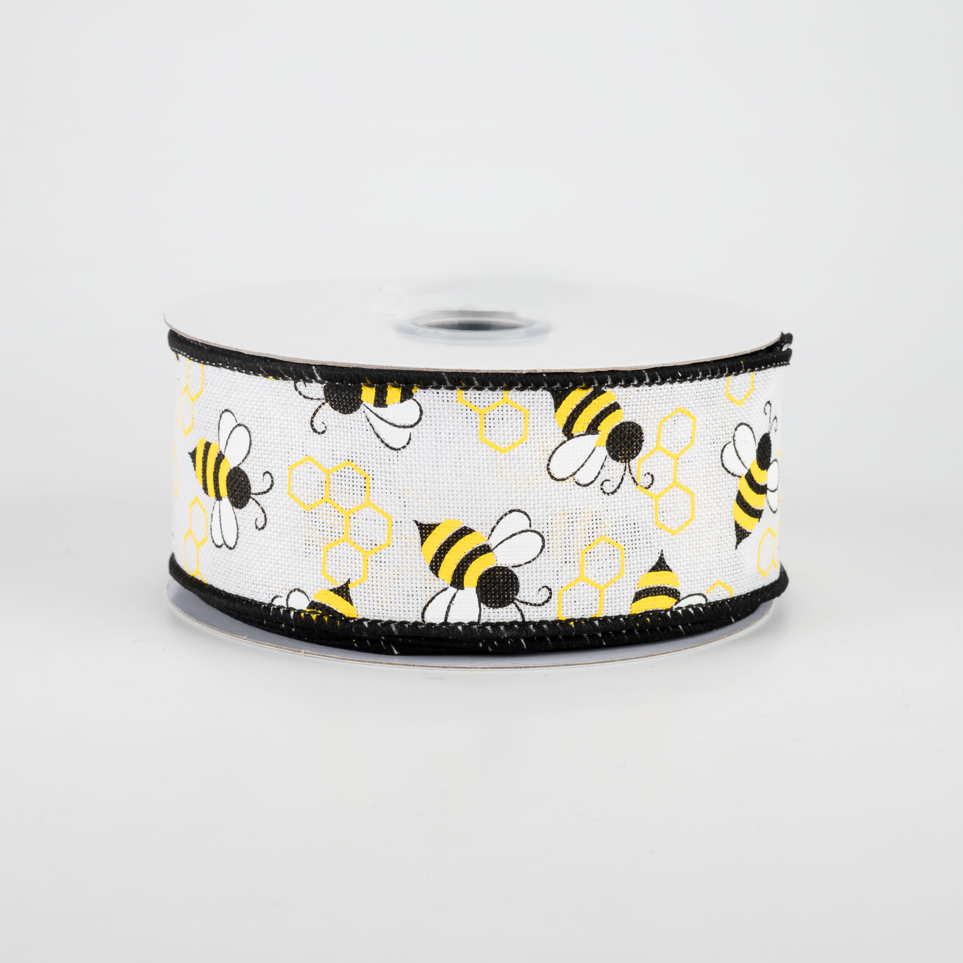 1.5" Mini Bumblebee Ribbon: White (10 Yards)