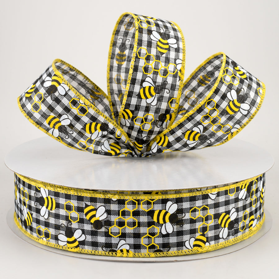 1.5" Mini Bumblebees Gingham Check Ribbon (50 Yards) Lifestyle Photo