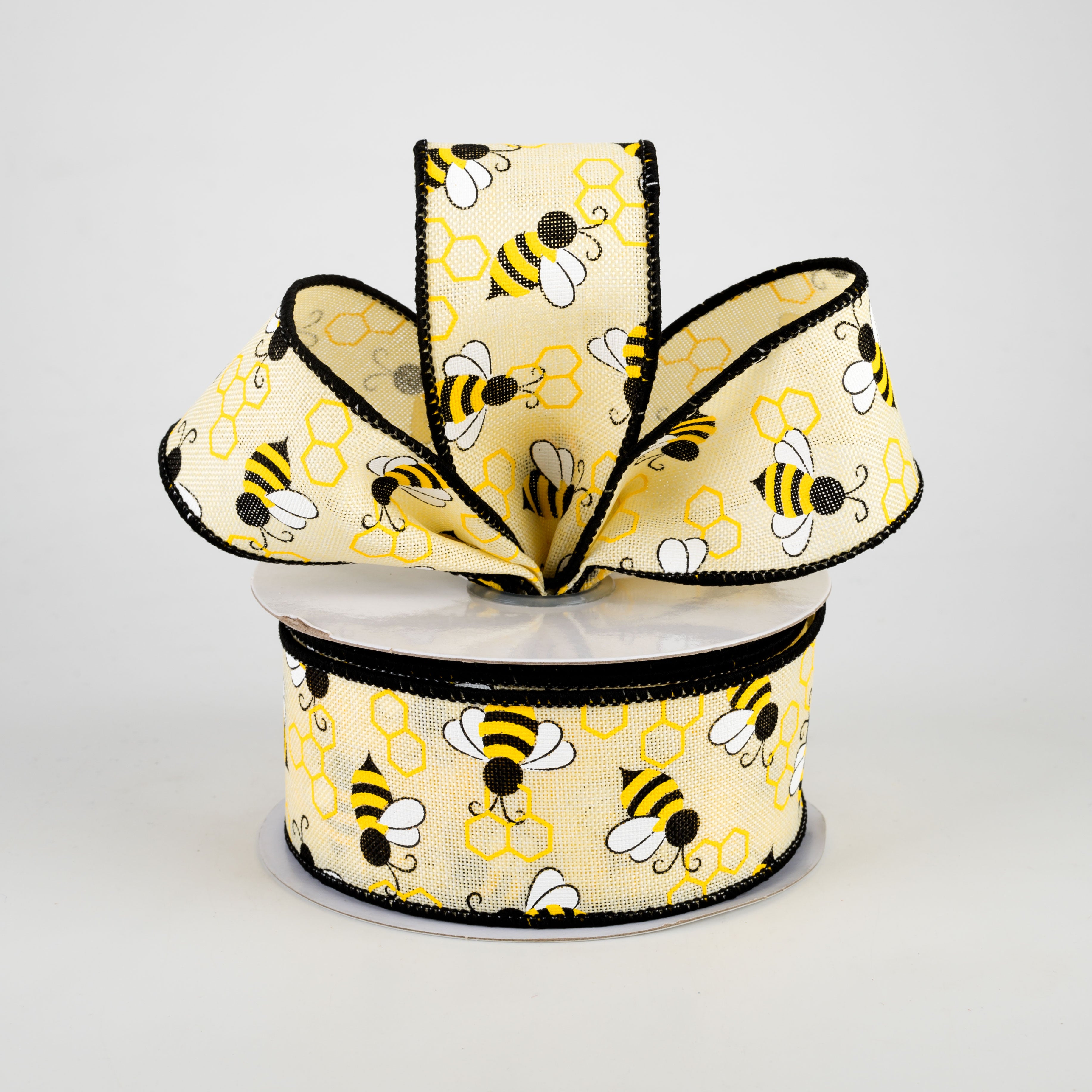1.5" Mini Bumblebees Ribbon: Cream (10 Yards) Lifestyle Photo