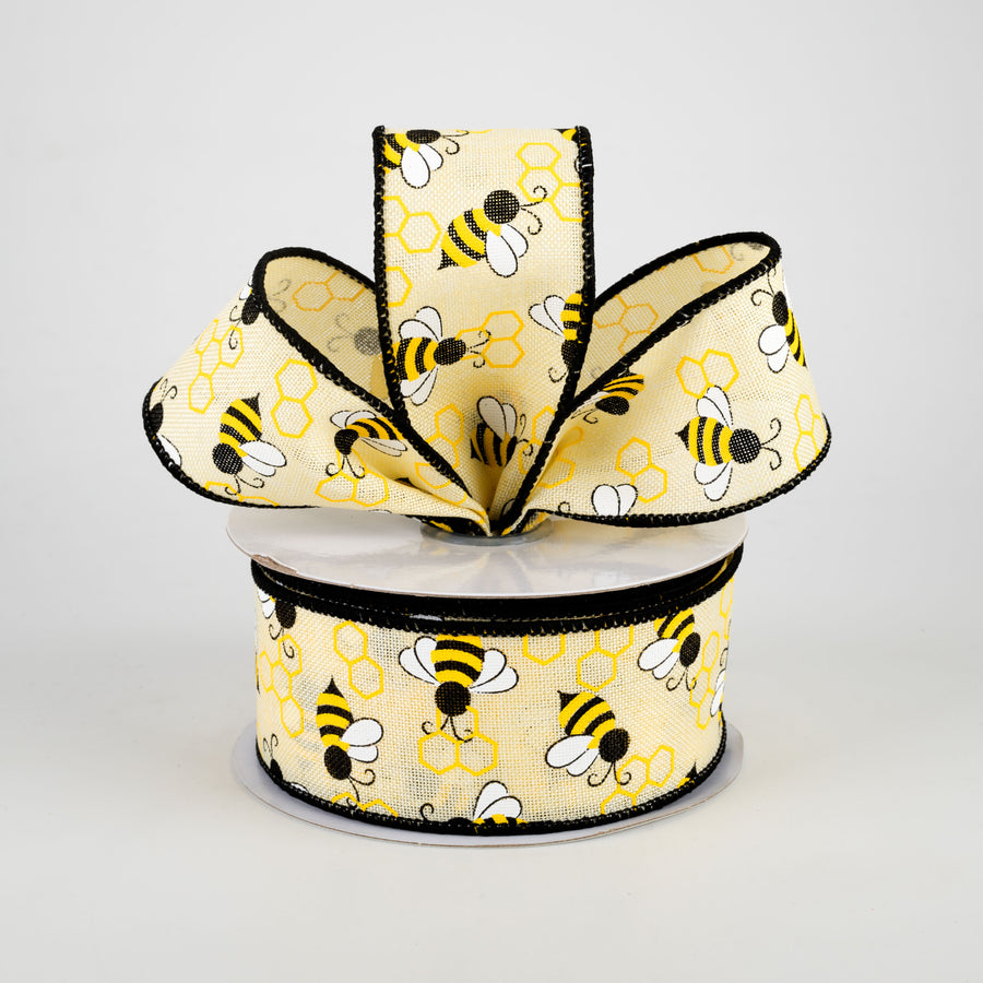 1.5" Mini Bumblebees Ribbon: Cream (10 Yards) Lifestyle Photo