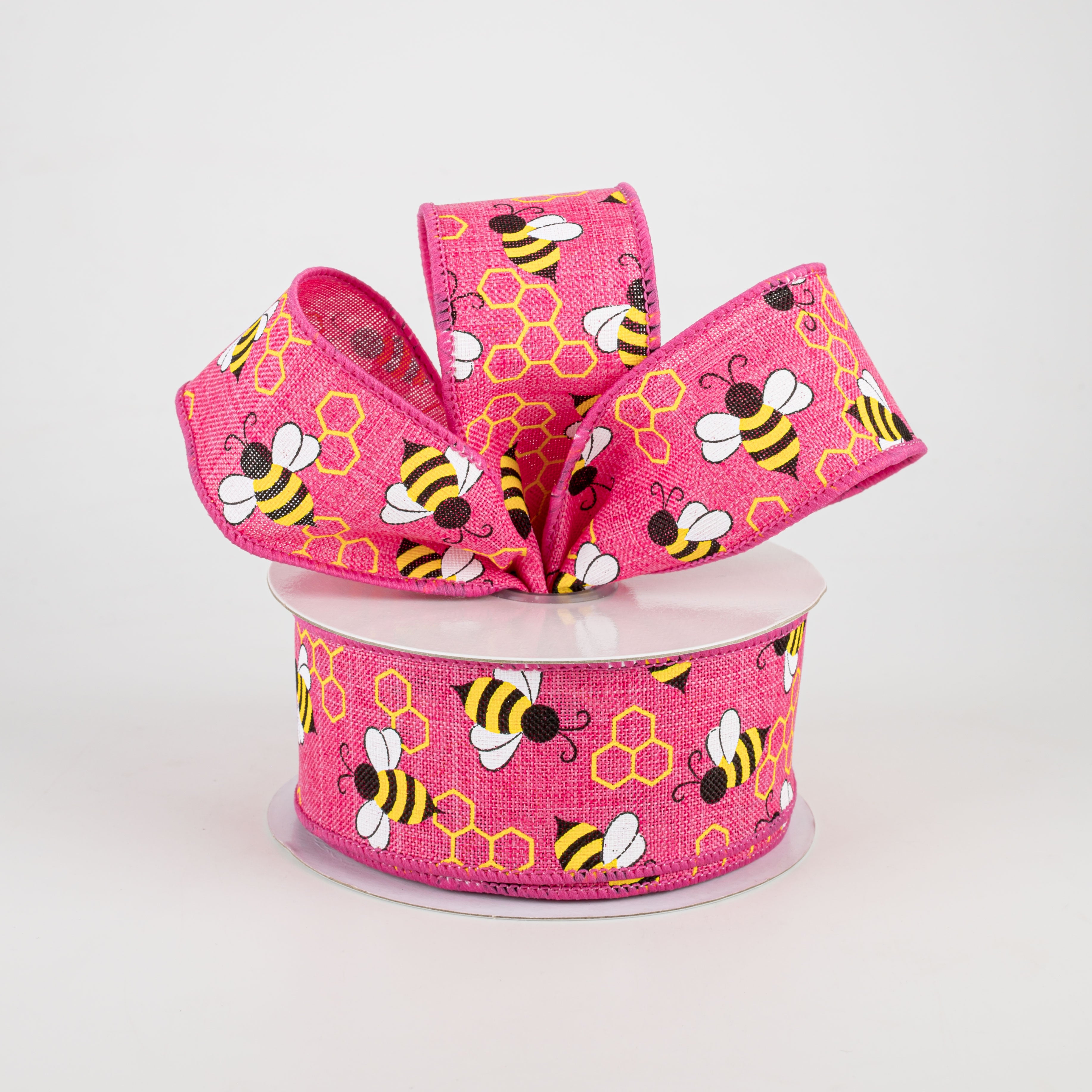1.5" Mini Bumblebees Ribbon: Hot Pink (10 Yards) Lifestyle Photo