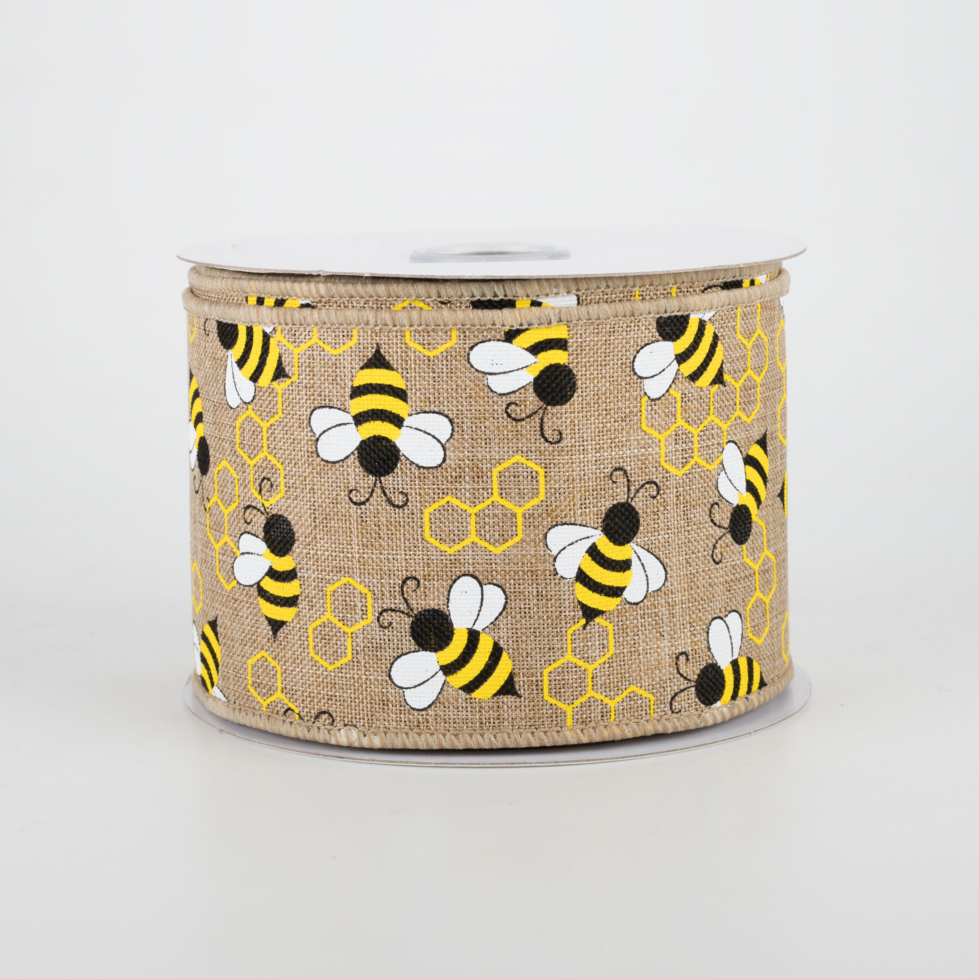 2.5" Mini Bumblebees Ribbon: Light Beige (10 Yards)