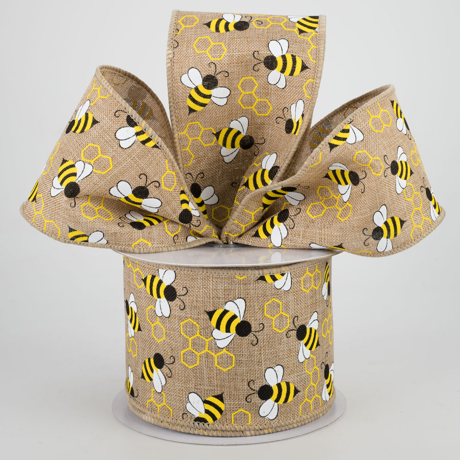 2.5" Mini Bumblebees Ribbon: Light Beige (10 Yards) Lifestyle Photo
