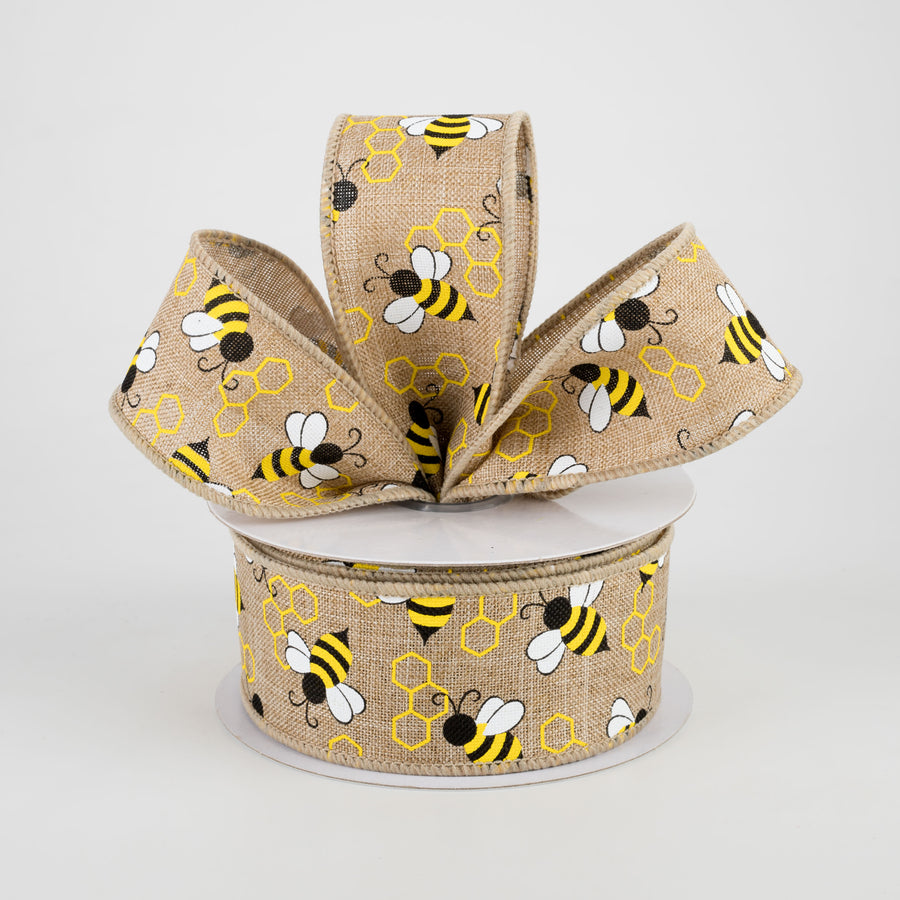 1.5" Mini Bumblebees Ribbon: Light Beige (10 Yards) Lifestyle Photo