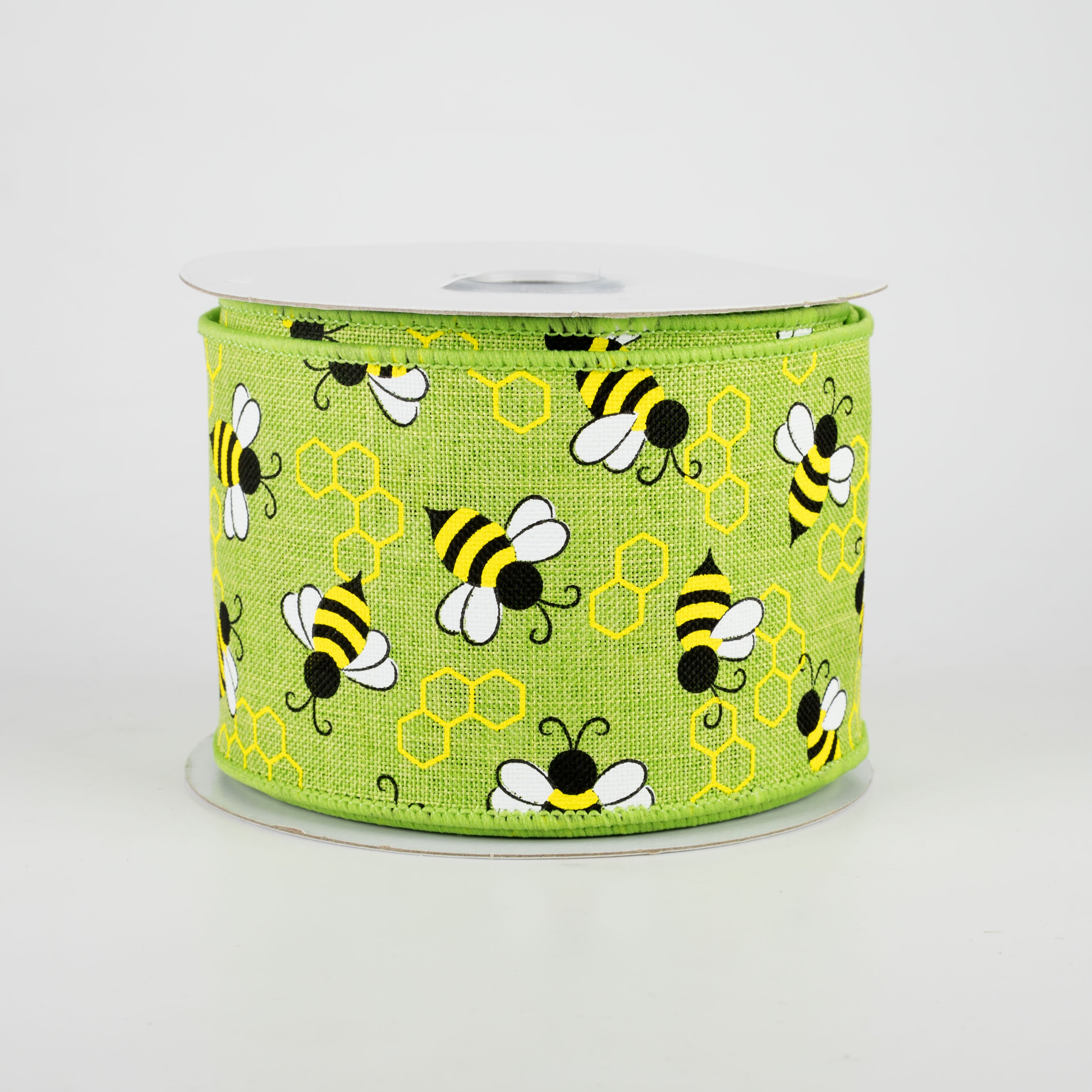 2.5" Mini Bumblebees Ribbon: Lime (10 Yards)
