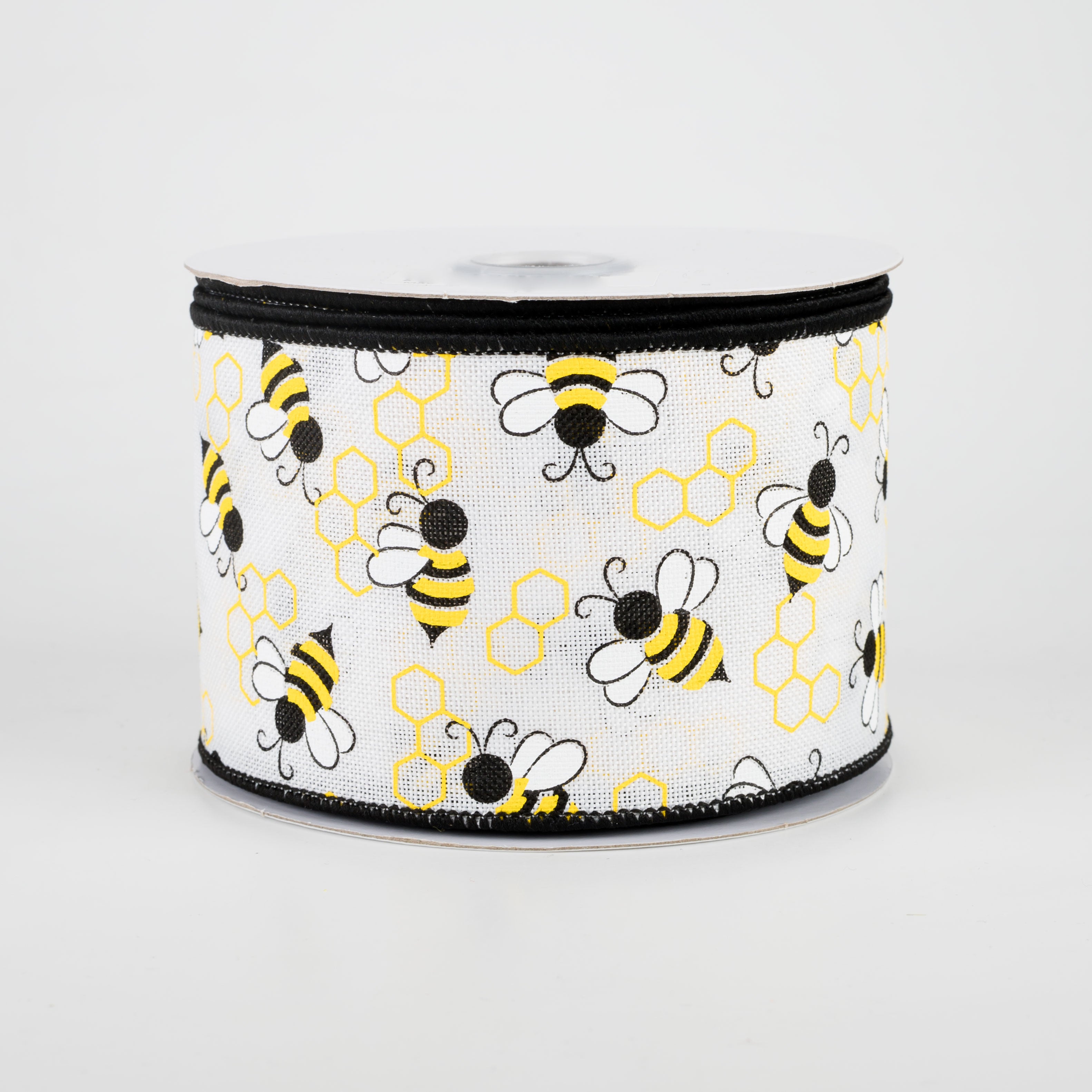 2.5" Mini Bumblebees Ribbon: White (10 Yards)