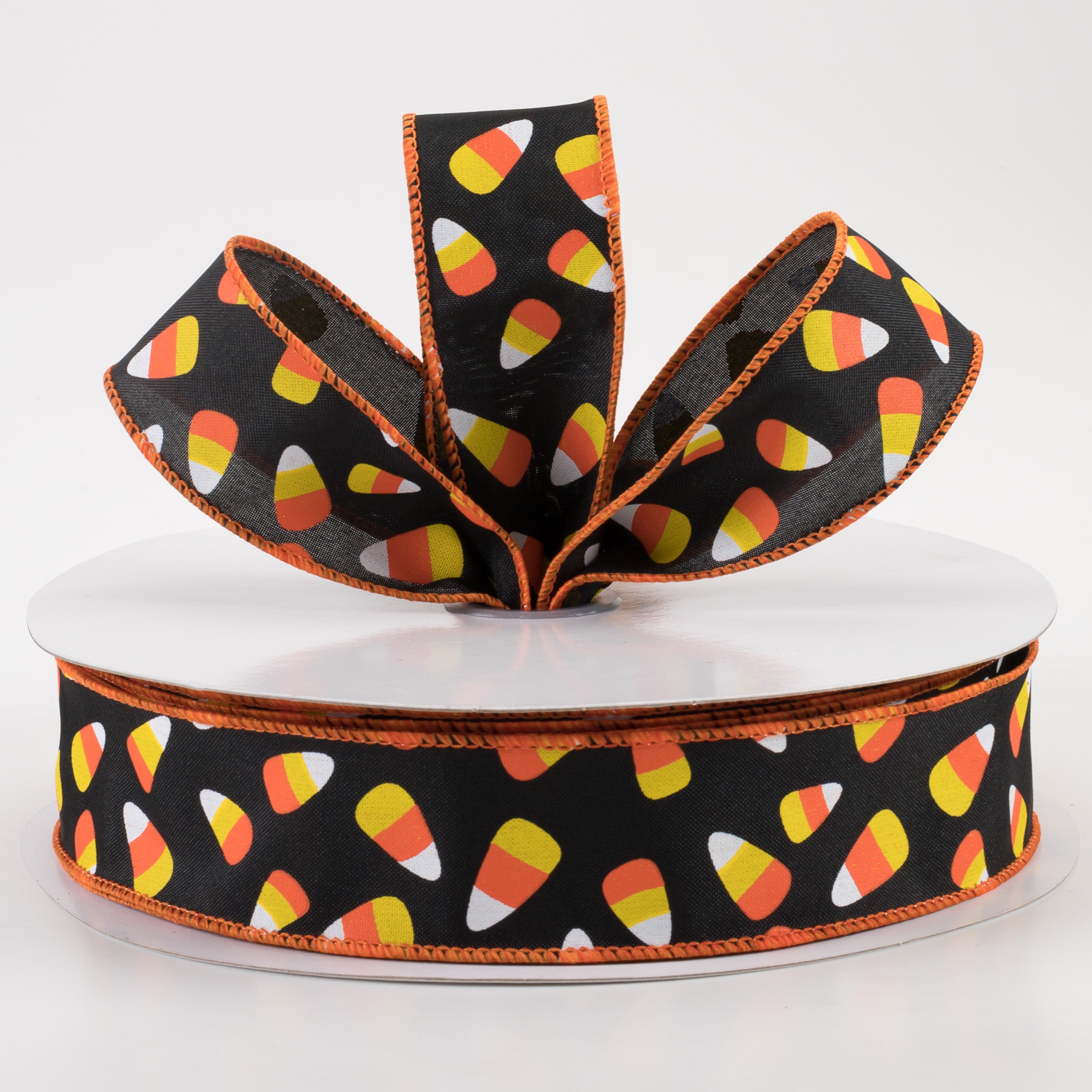 1.5" Mini Candy Corn Ribbon: Black (50 Yards) Lifestyle Photo