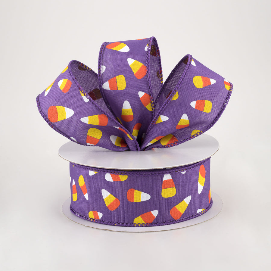1.5" Mini Candy Corn Ribbon: Purple (10 Yards) Lifestyle Photo