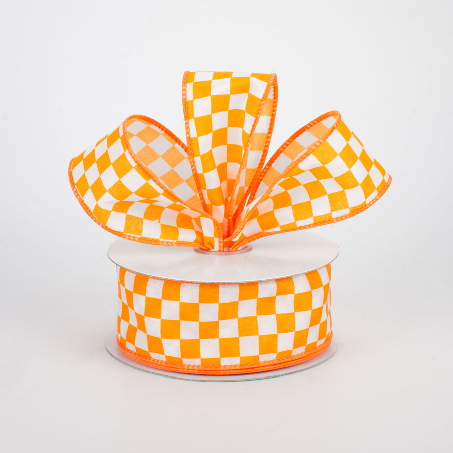 1.5" Mini Check Ribbon: Orange & White (10 Yards) Lifestyle Photo