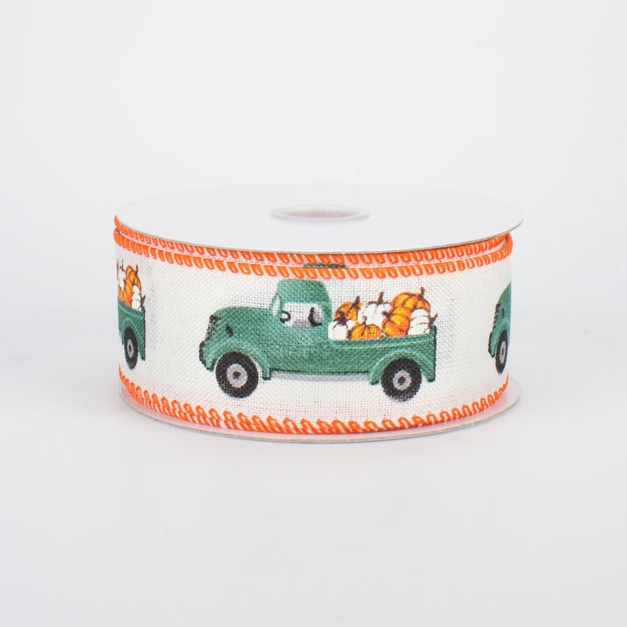 1.5" Mini Fall Pumpkin Green Trunk Ribbon (10 Yards)