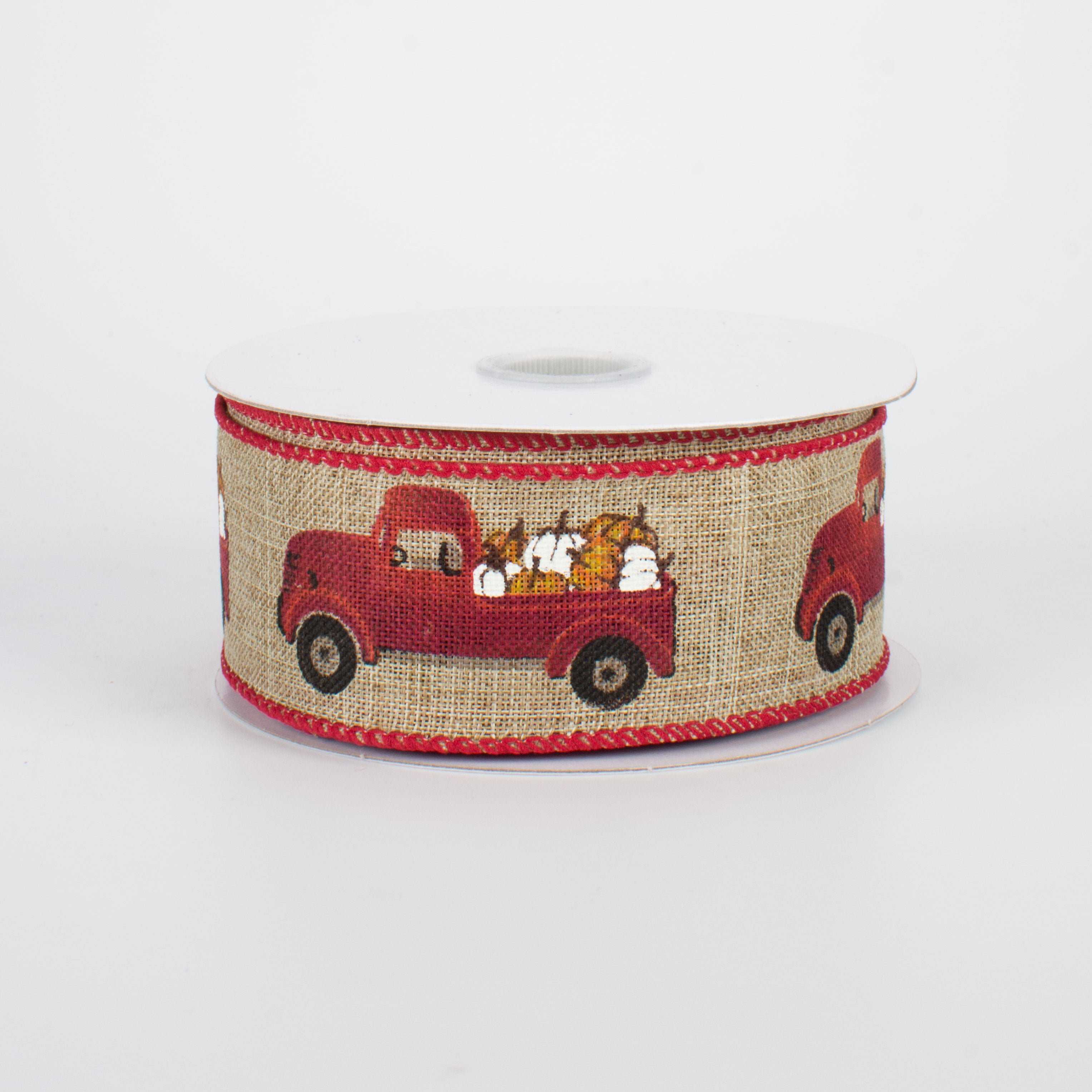 1.5" Mini Fall Pumpkin Red Truck Ribbon (10 Yards)