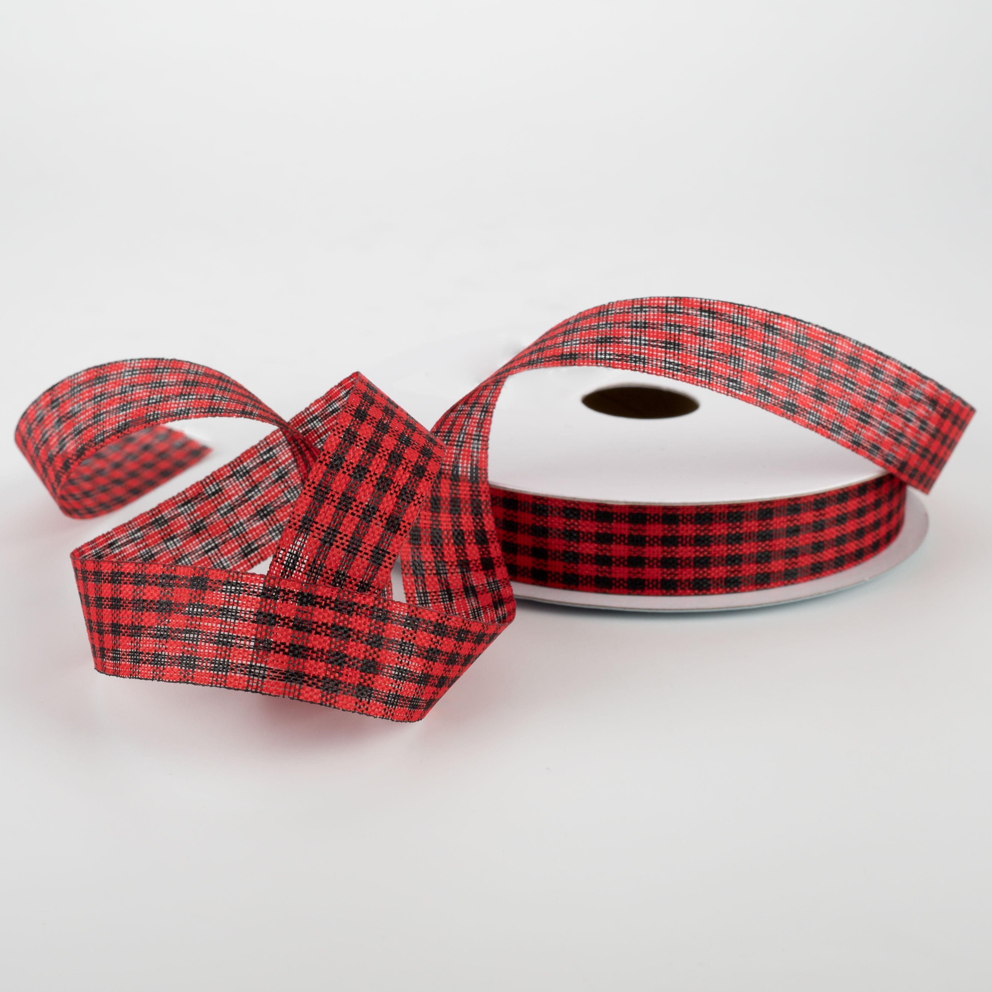 5/8" Mini Gingham Check Ribbon: Red & Black (25 Yards) Lifestyle Photo
