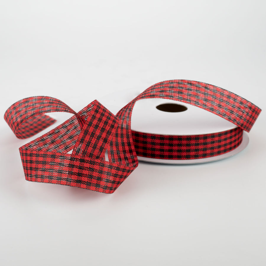 5/8" Mini Gingham Check Ribbon: Red & Black (25 Yards) Lifestyle Photo