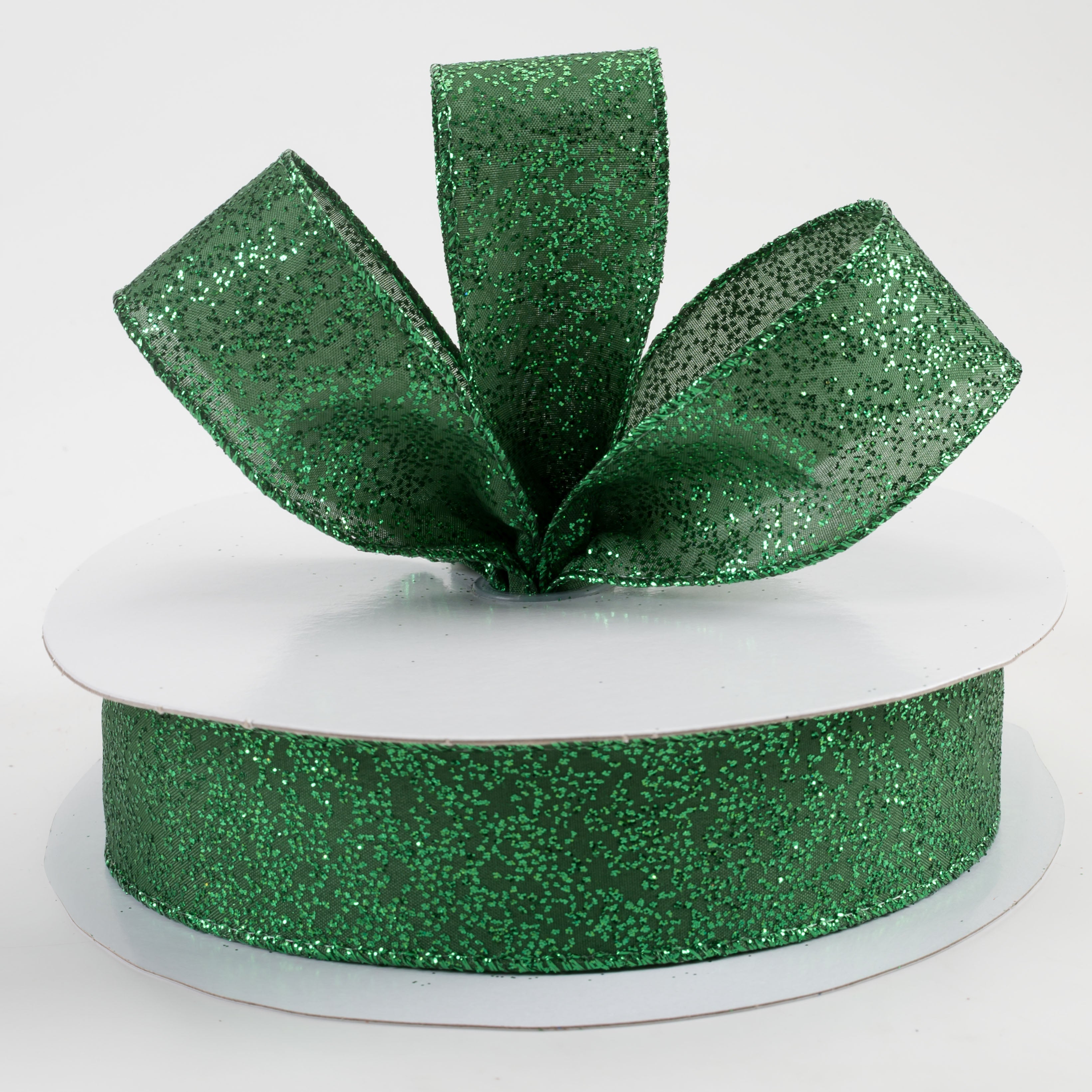1.5" Mini Glitter Dots Ribbon: Emerald Green (50 Yards) Lifestyle Photo